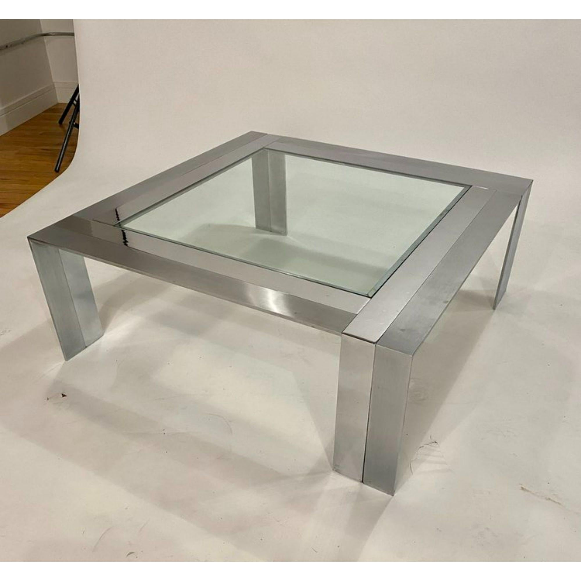 Post-Modern Postmodern Steel and Glass Cocktail Table by Elaine Cohen For Sale