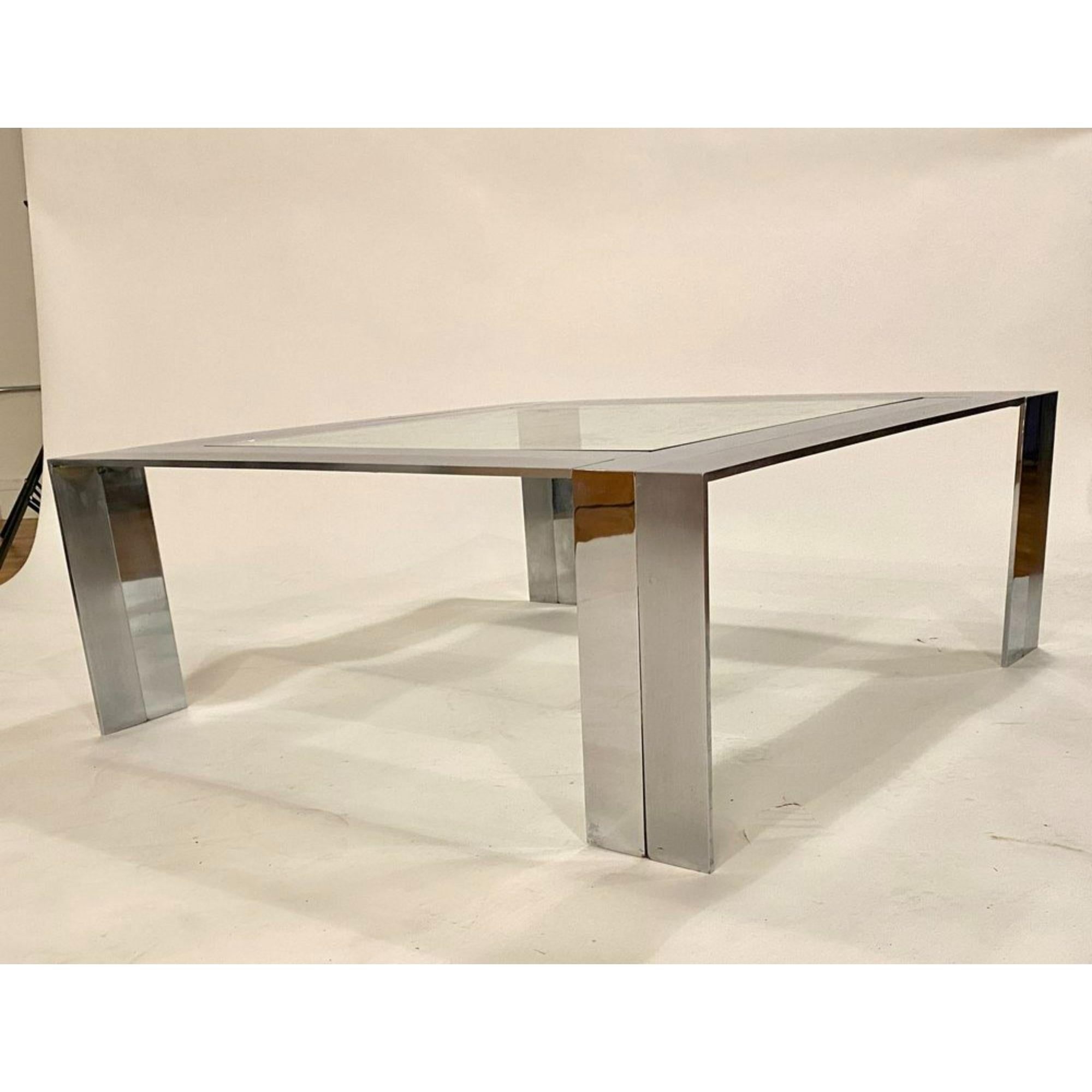 American Postmodern Steel and Glass Cocktail Table by Elaine Cohen For Sale