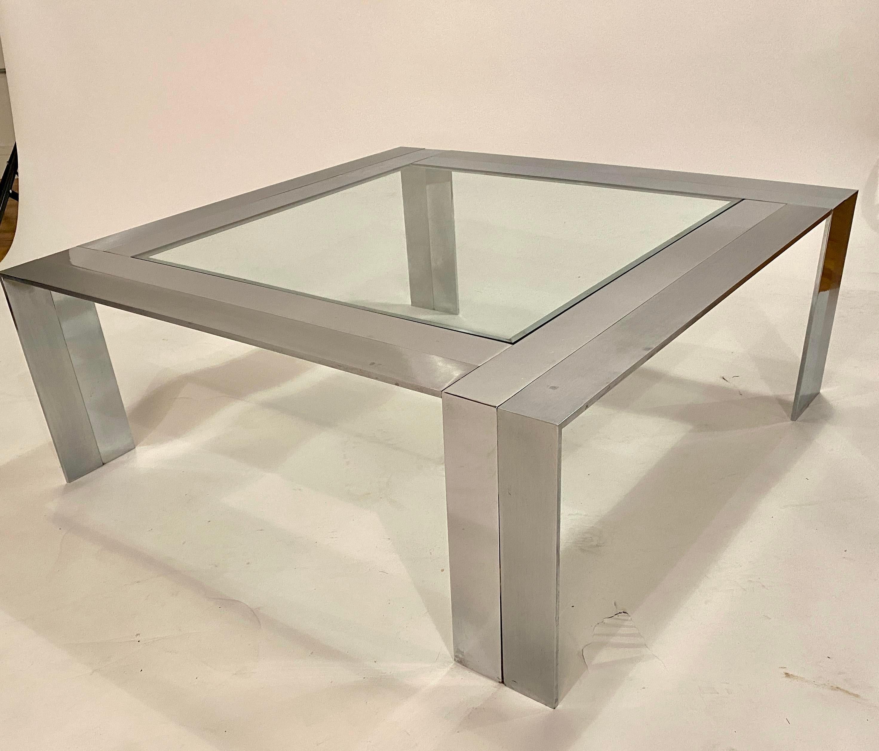 Postmodern Steel and Glass Cocktail Table by Elaine Cohen In Good Condition For Sale In Chicago, IL
