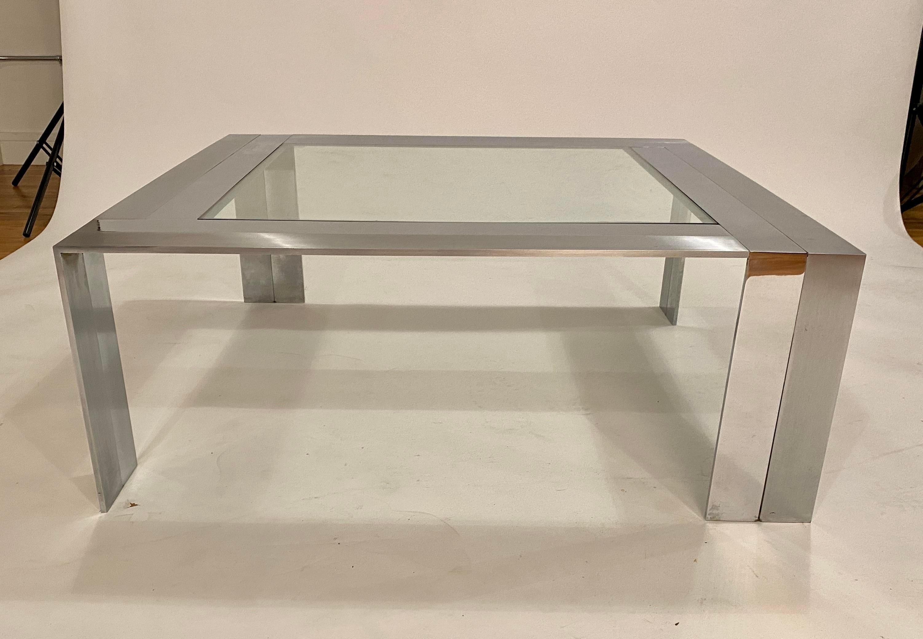 20th Century Postmodern Steel and Glass Cocktail Table by Elaine Cohen For Sale