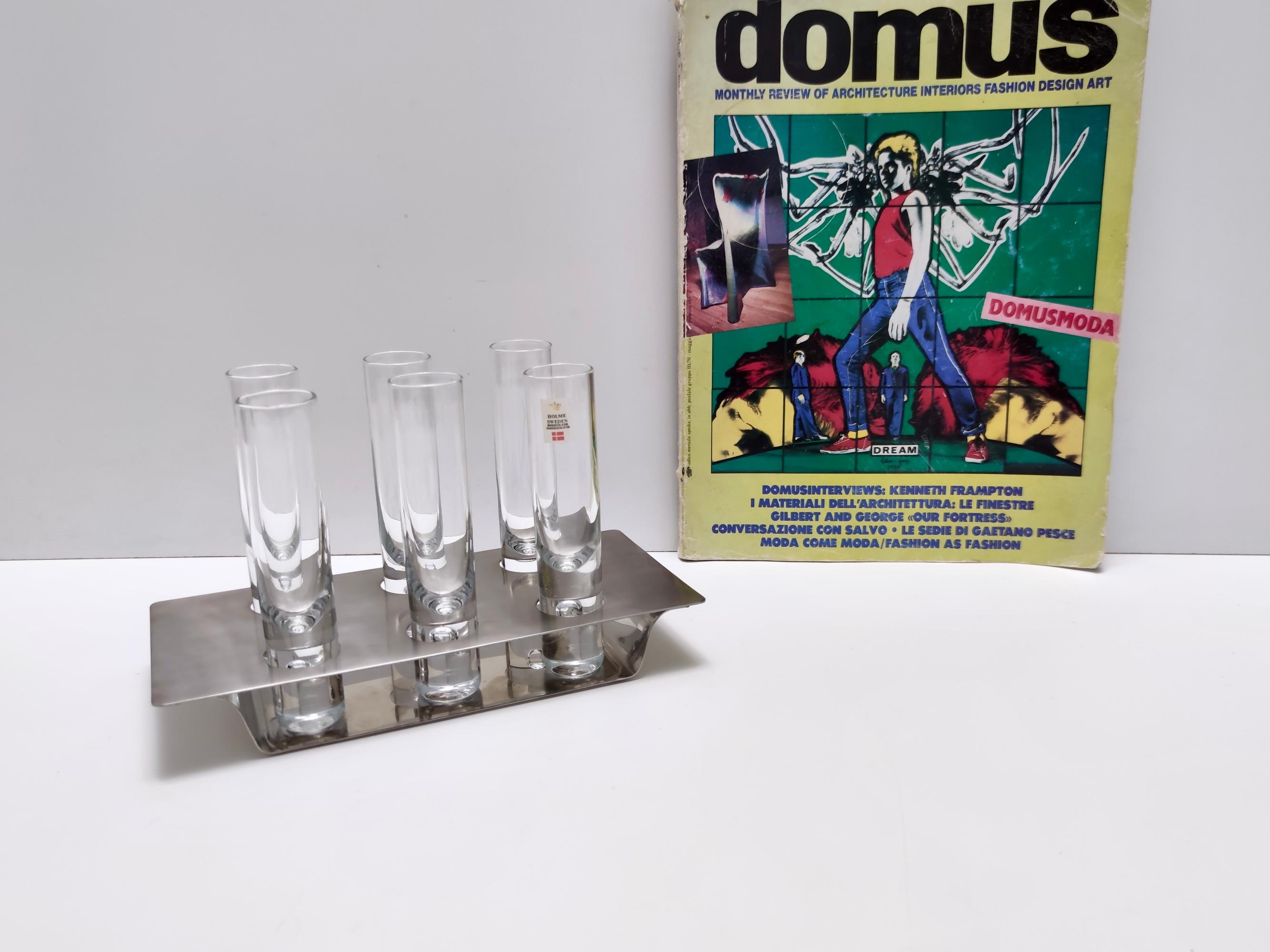 Postmoderne Ensemble de boisson à liqueur postmoderne en acier et verre de Holme Sweden en vente
