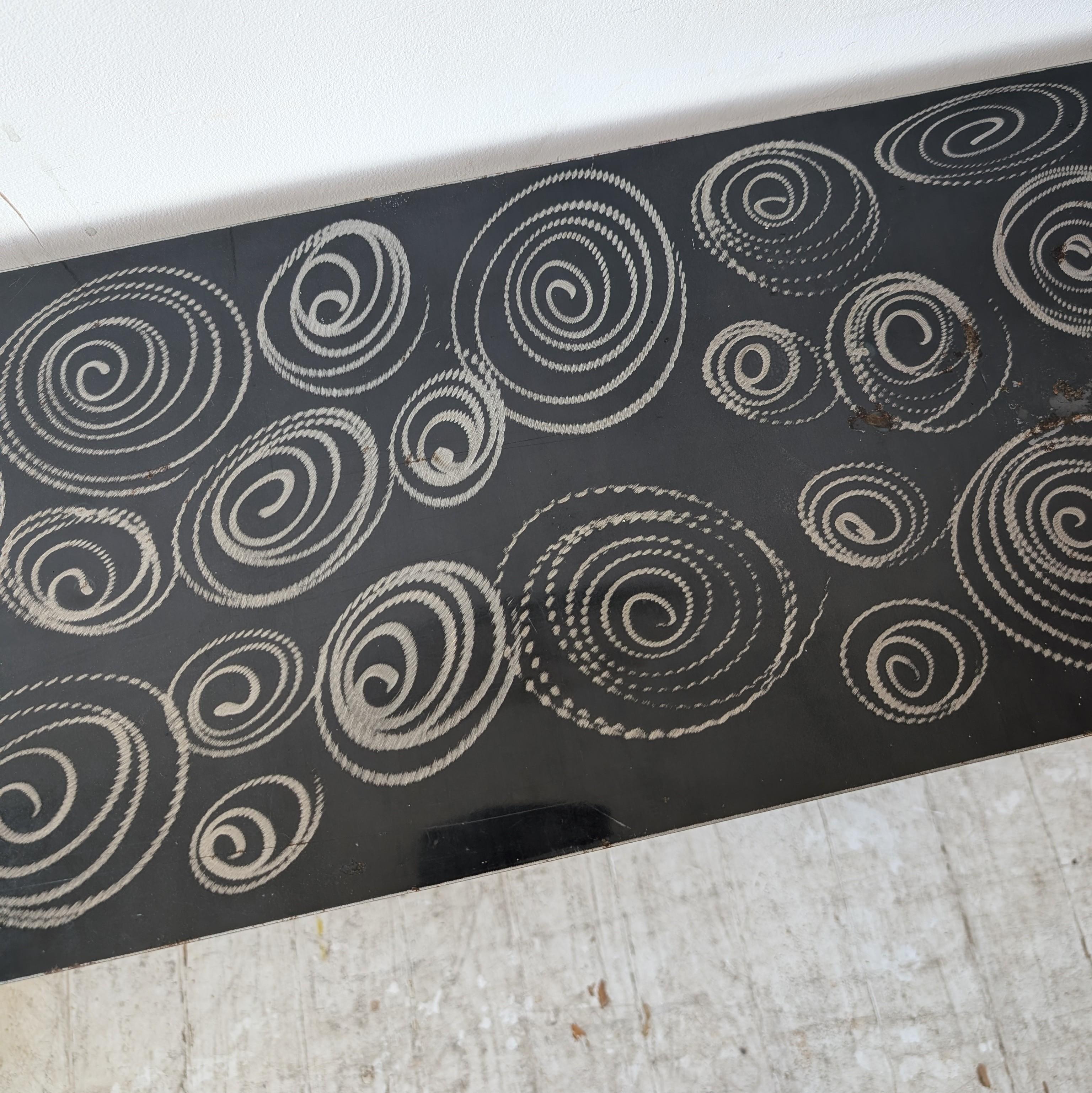 American Postmodern steel console table with spiral squiggle design USA 1980s / 1990s For Sale