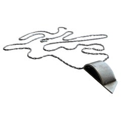 Pendentif minimaliste postmoderne en argent sterling 925 sur une longue chaîne, lot de 2 pièces