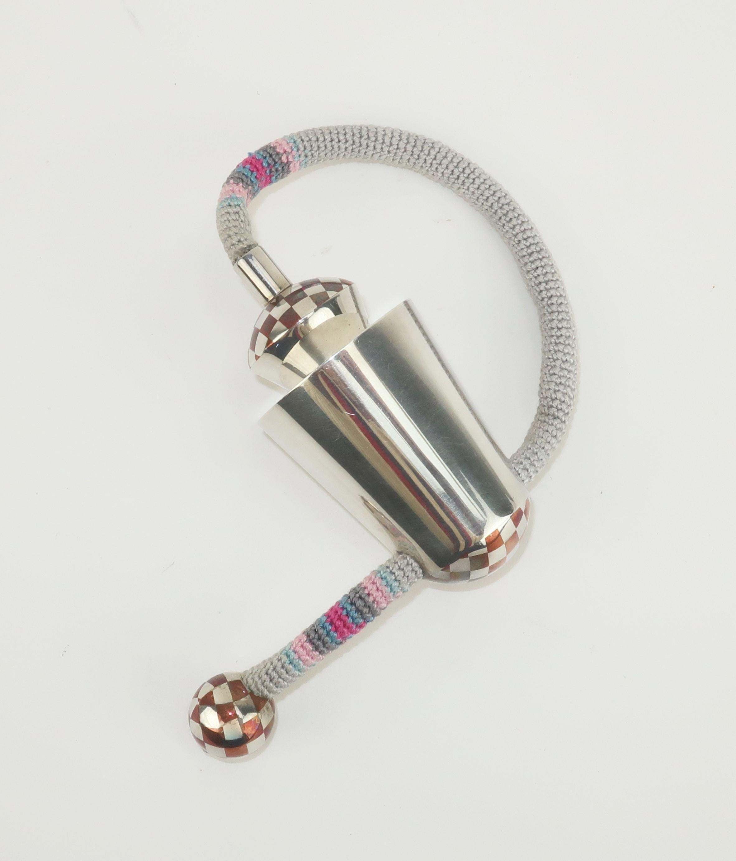 Postmodern Sterling Silver & Silk Cord Tension Bracelet For Sale 5