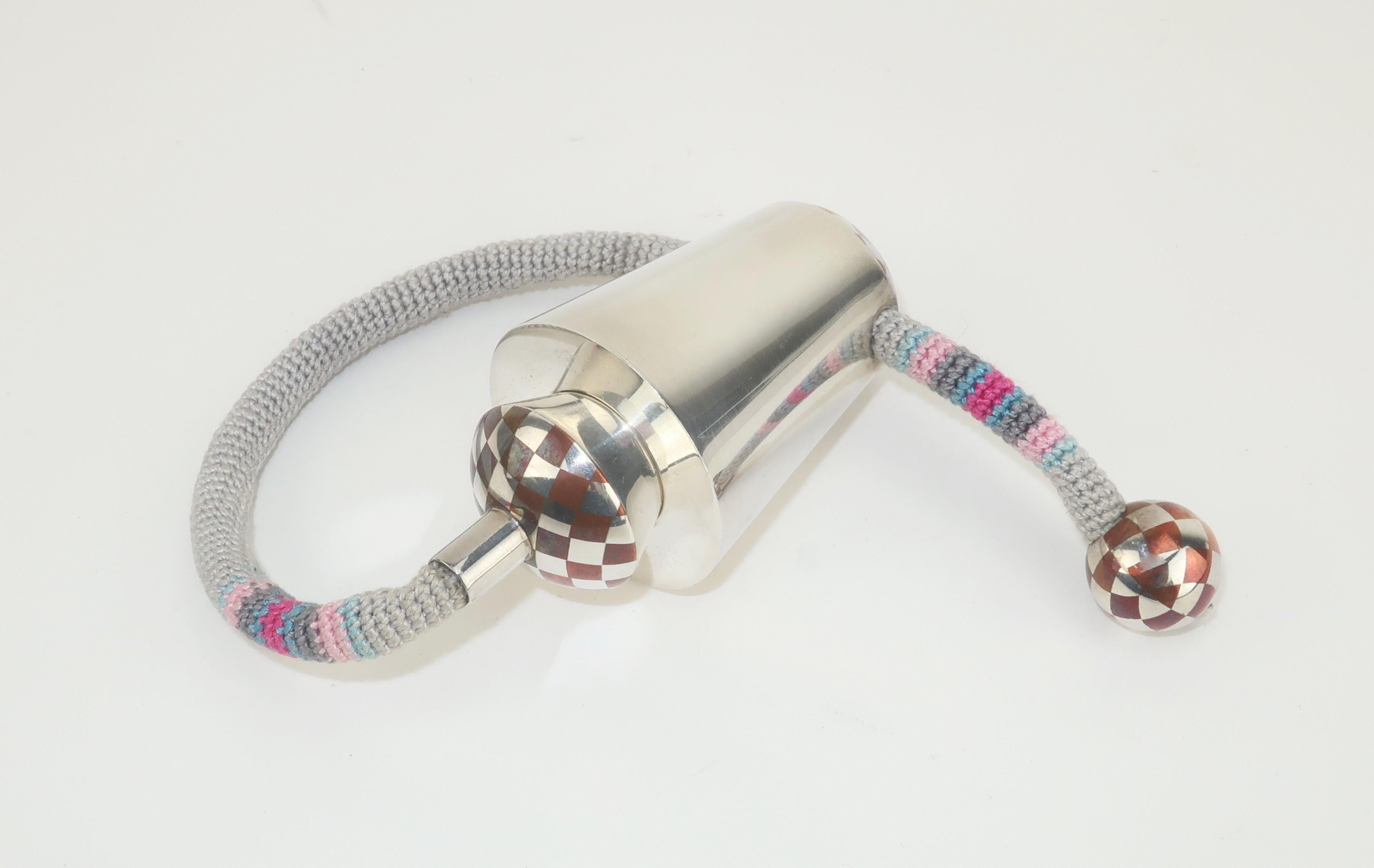 Postmodern Sterling Silver & Silk Cord Tension Bracelet For Sale 1