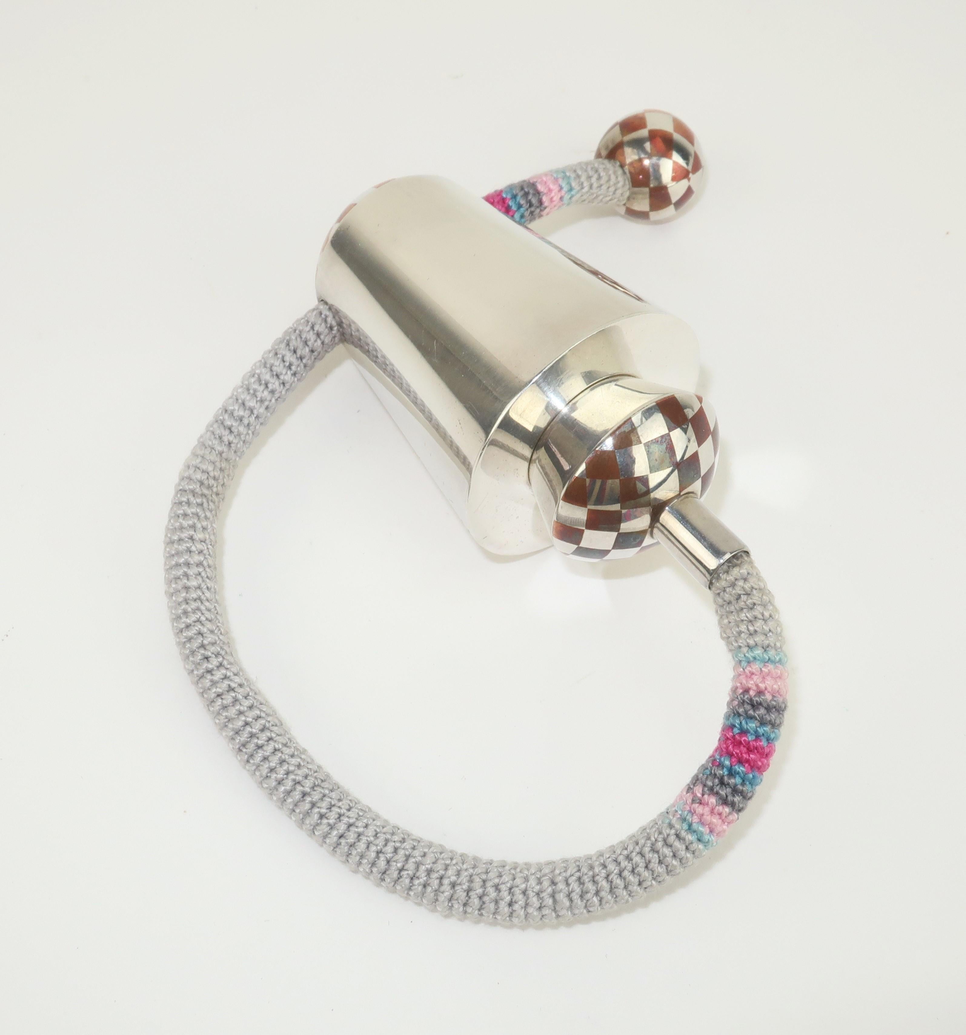 Postmodern Sterling Silver & Silk Cord Tension Bracelet For Sale 2