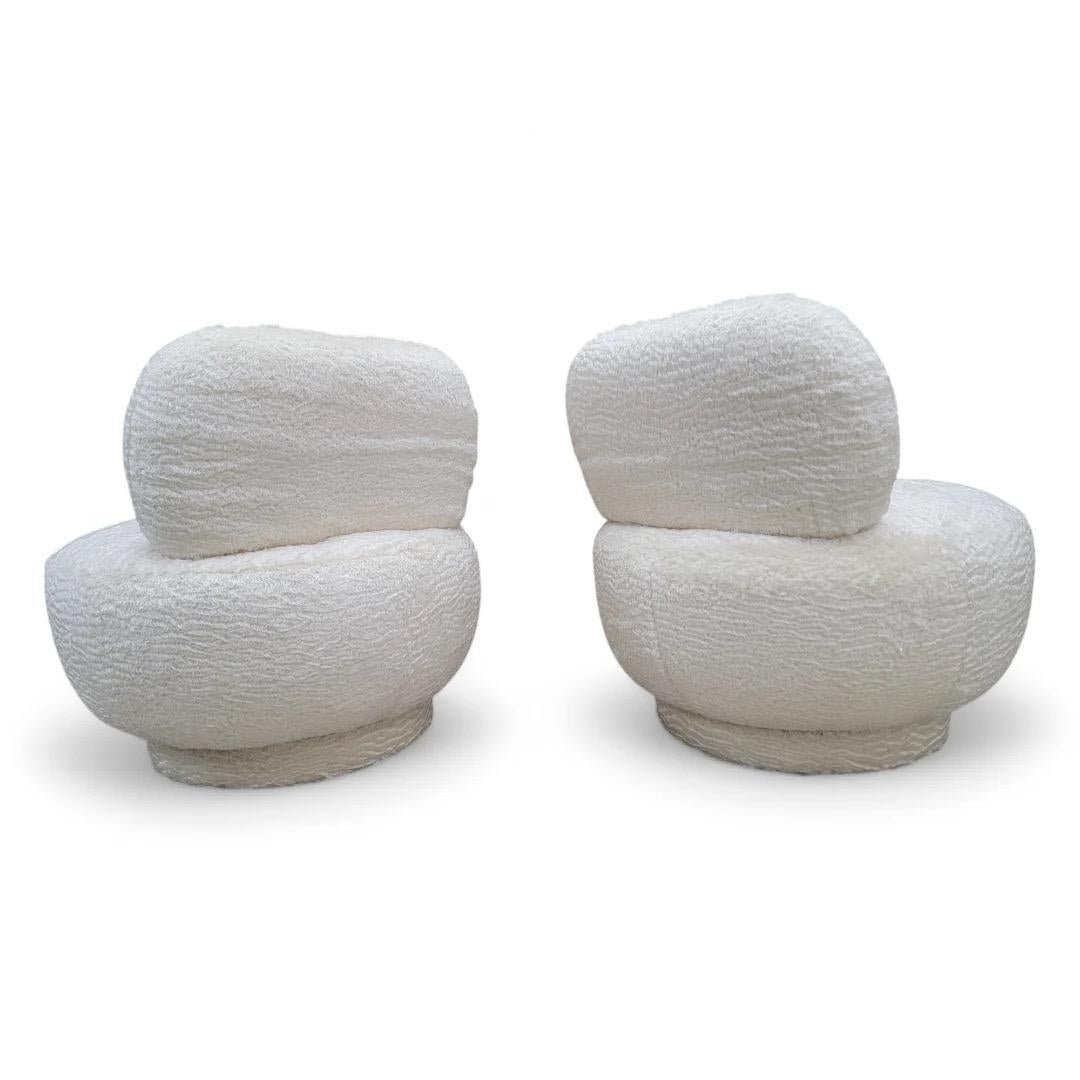 Postmodern Steve Chase Style Pouf Swivel Lounge Chair Upholstered In Alpaca Wool For Sale 1