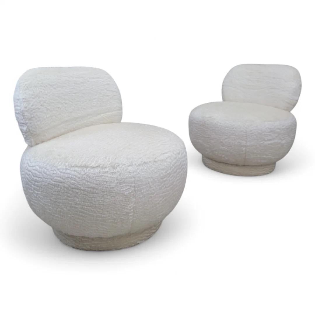 Post-Modern Postmodern Steve Chase Style Pouf Swivel Lounge Chair Upholstered In Alpaca Wool For Sale