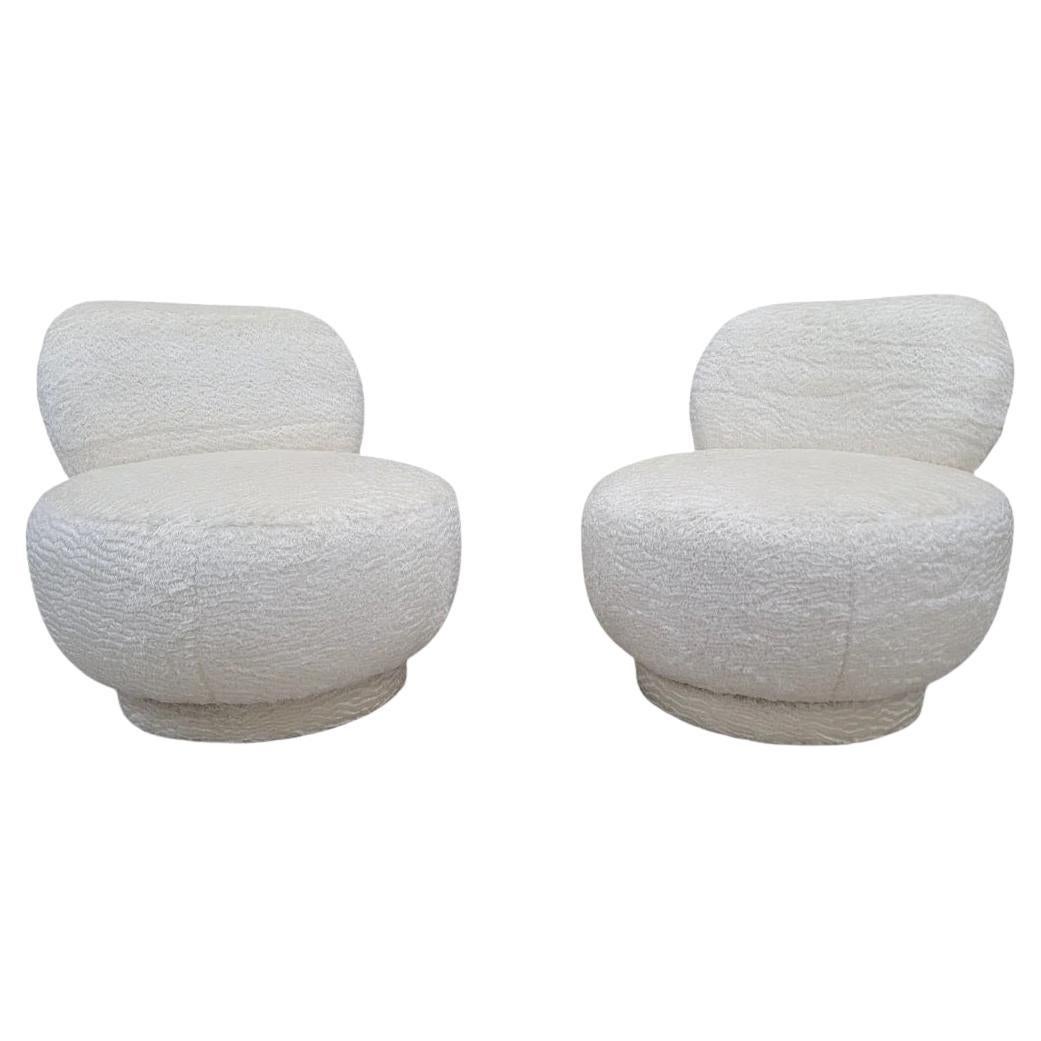 Postmoderno Steve Chase Style Puf Swivel Lounge Chair Tapizado En Lana De Alpaca