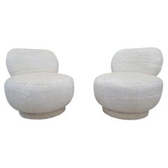 Postmoderno Steve Chase Style Puf Swivel Lounge Chair Tapizado En Lana De Alpaca