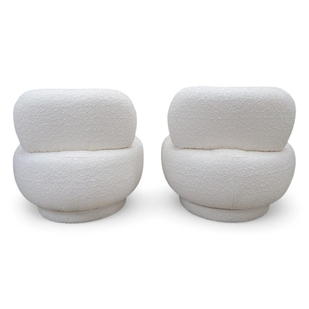 Paire de fauteuils de salon pivotants postmodernes de style Steve Chase en boucle en vente 2