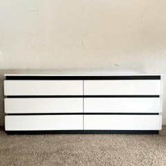 Postmodern Storm Trooper White Lacquered and Black Dresser With Mirror