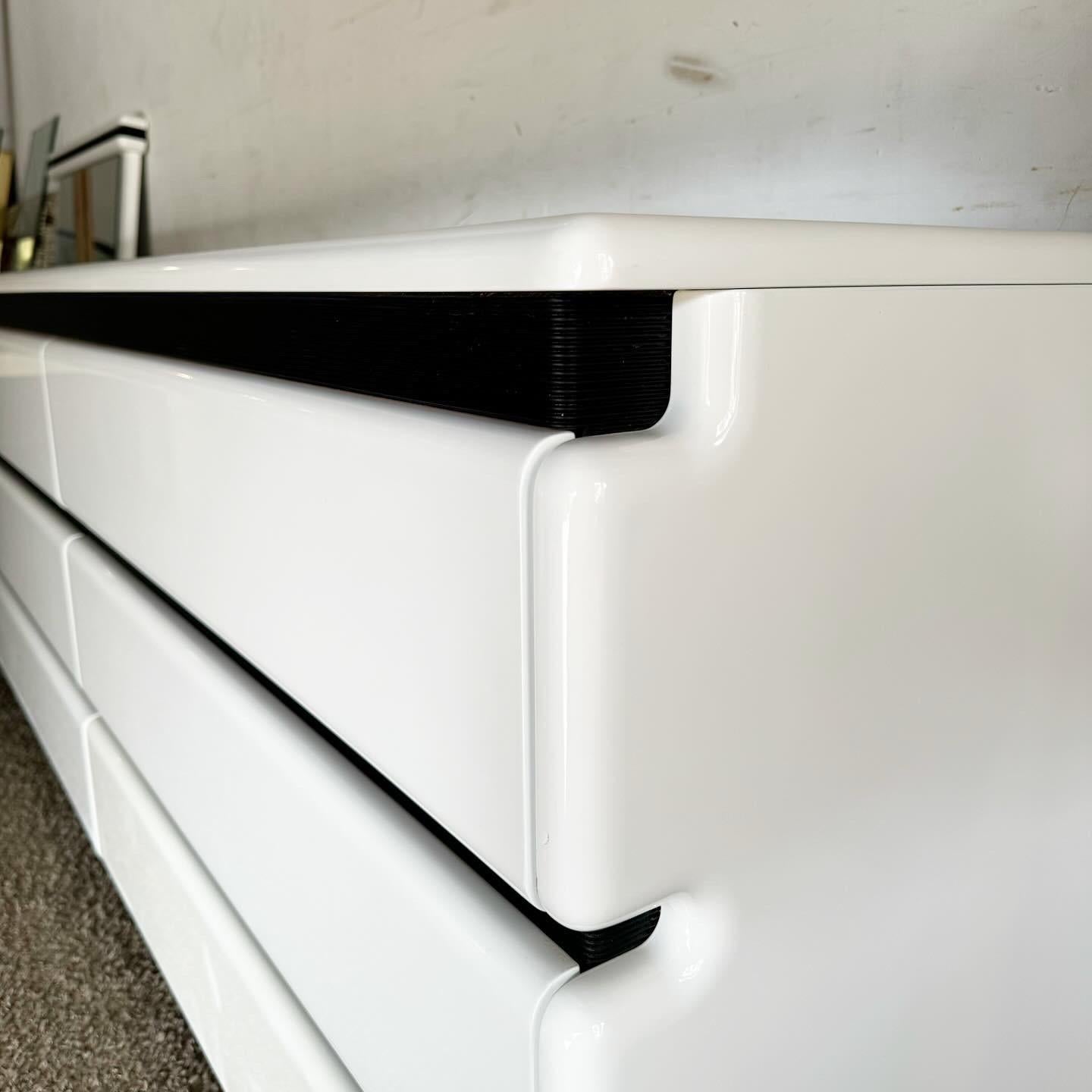 20th Century Postmodern Storm Trooper White Lacquered and Black Dresser With Mirror