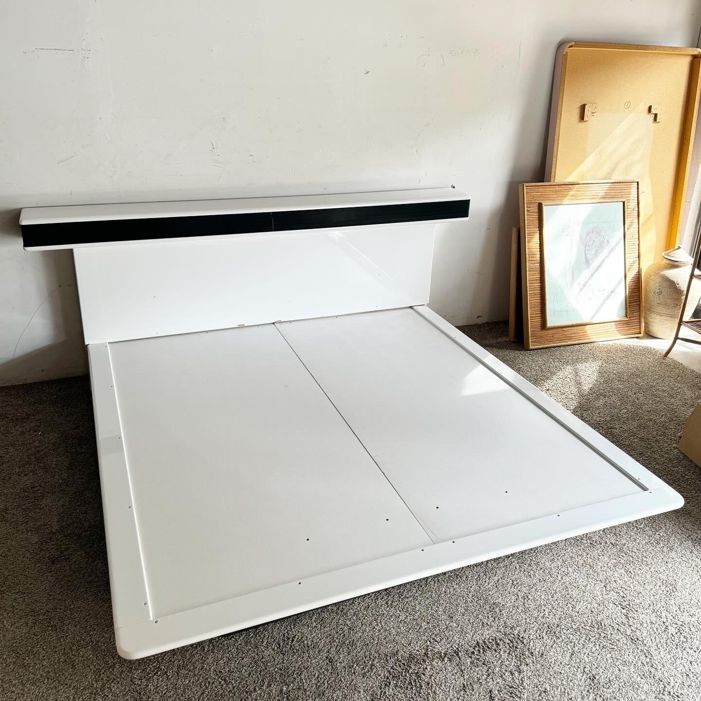 Post-Modern Postmodern Storm Trooper White Lacquered and Black Long Platform Bed For Sale