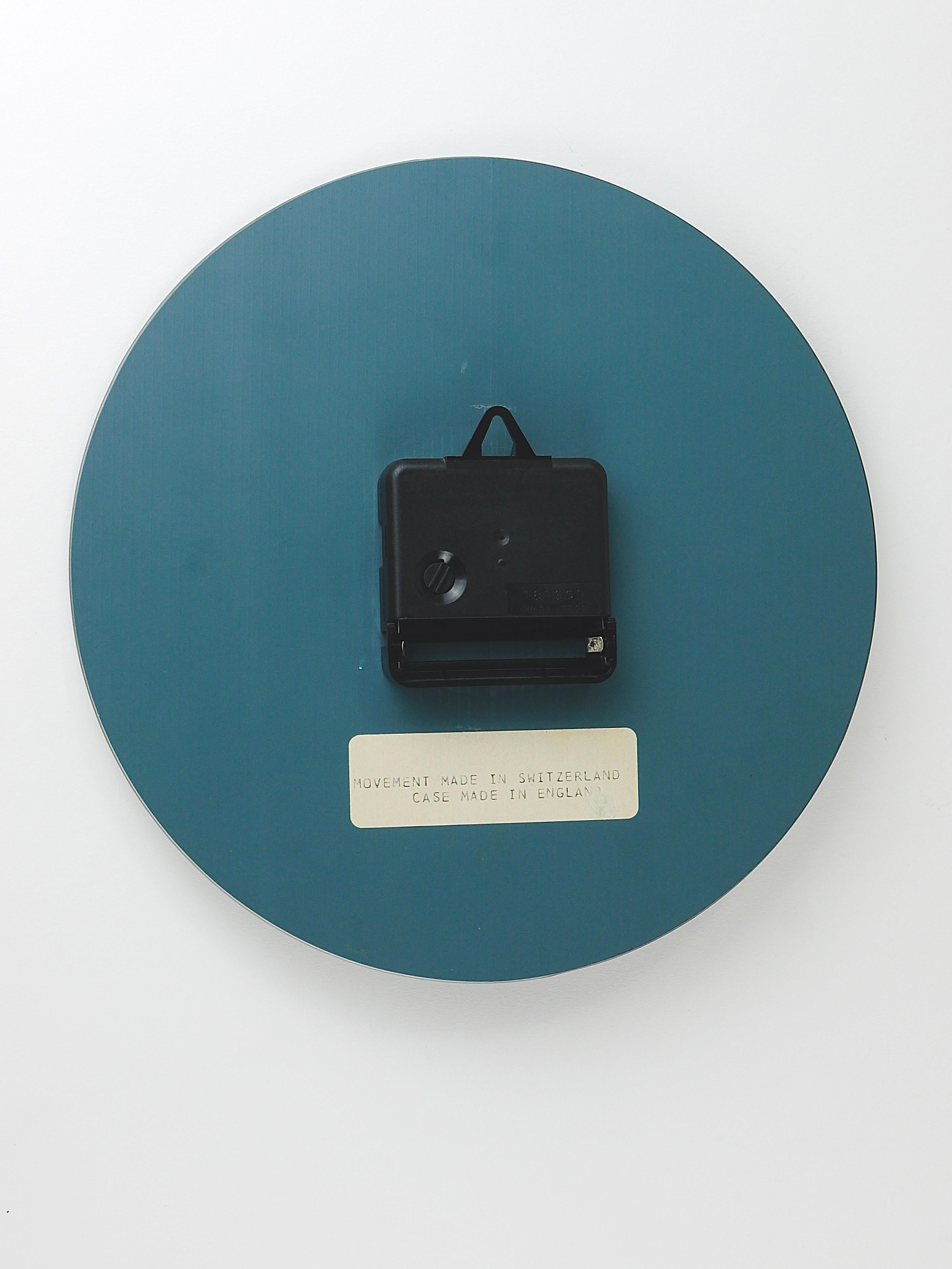 Postmodern Striped Mirror Glass Black & White Wall Clock, 1980s, England For Sale 8