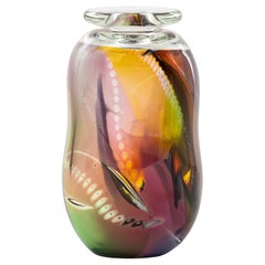 Postmodern Studio Art Glass Bottle Vase