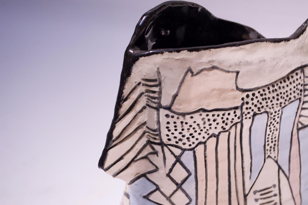 Postmodern Studio Ceramic Vase Signed For Sale 3