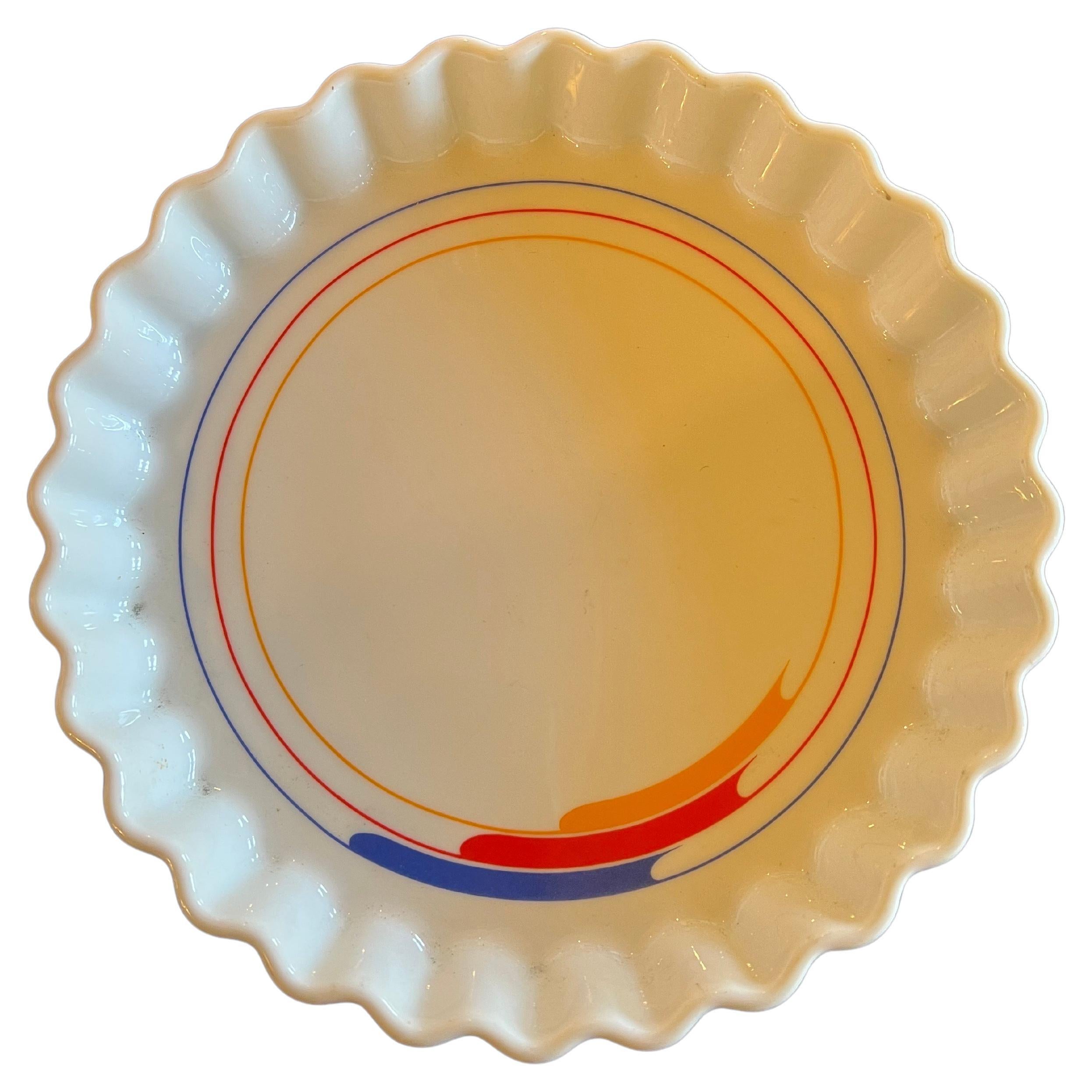 Postmodern Studio Nova Porcelain Hi Fi Fluted Pie Serve & Bake For Sale