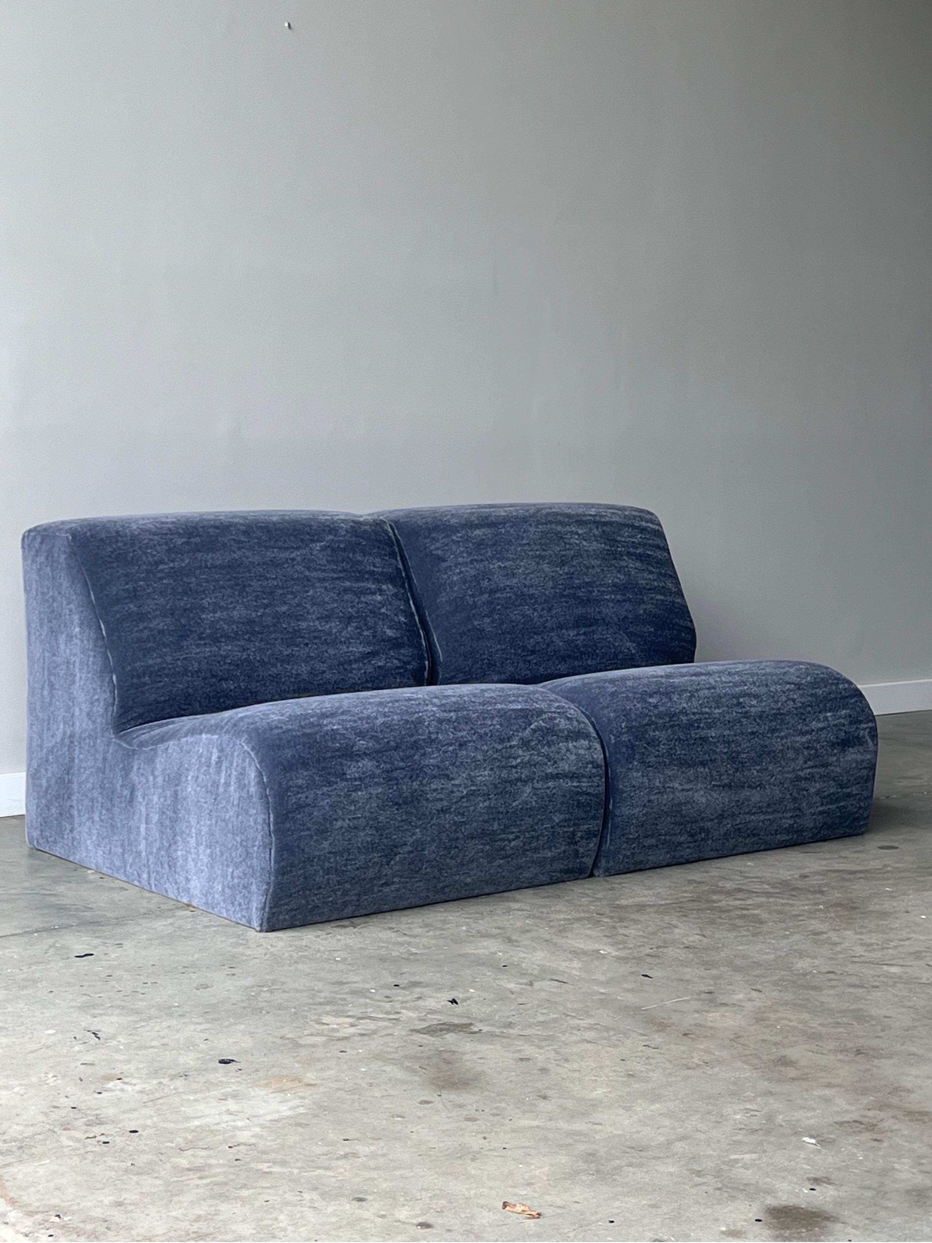 American Postmodern Style Modular Lounges in Mohair For Sale