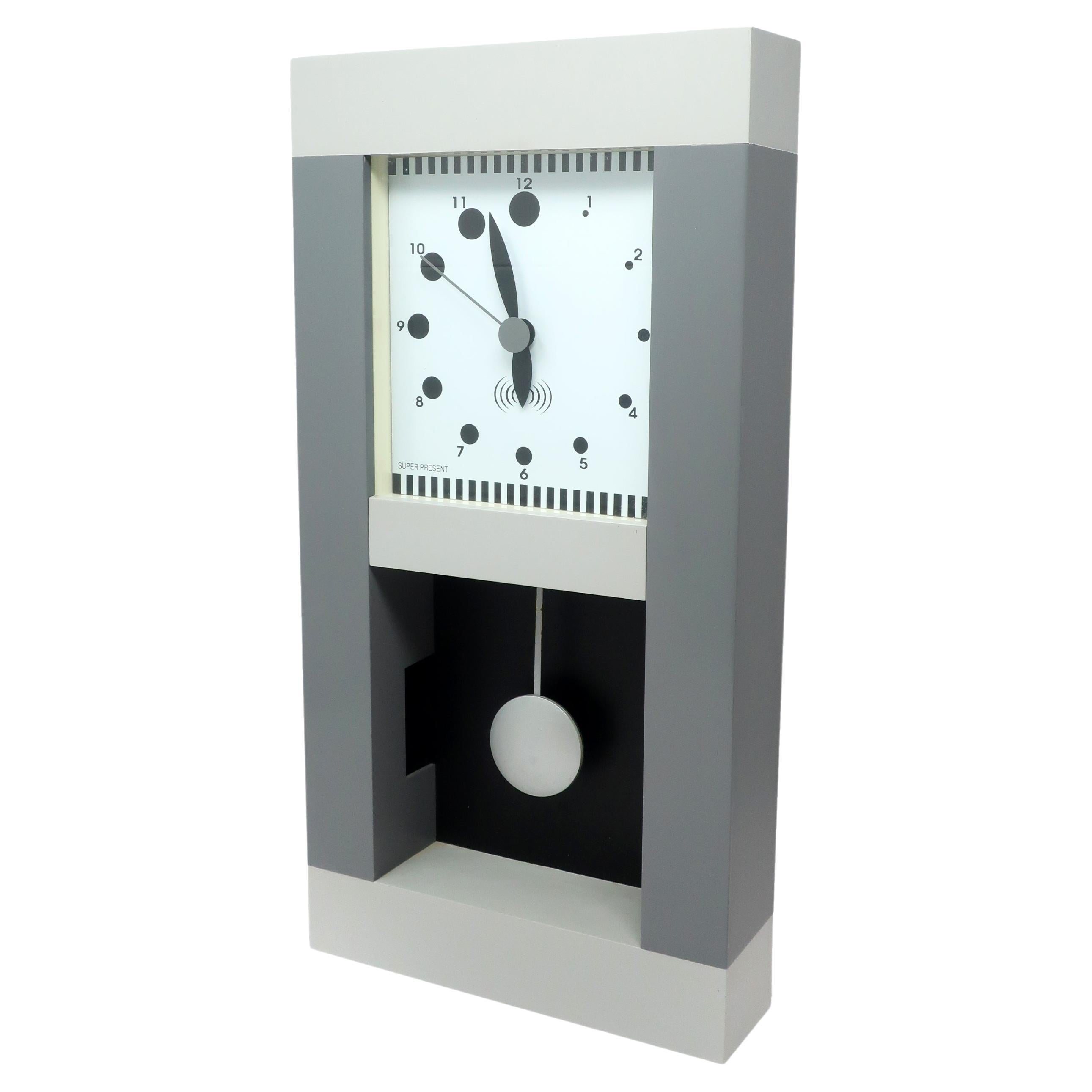 Postmodern "Super Present" Pendulum Wall Clock by Shohei Mihara for Wakita For Sale