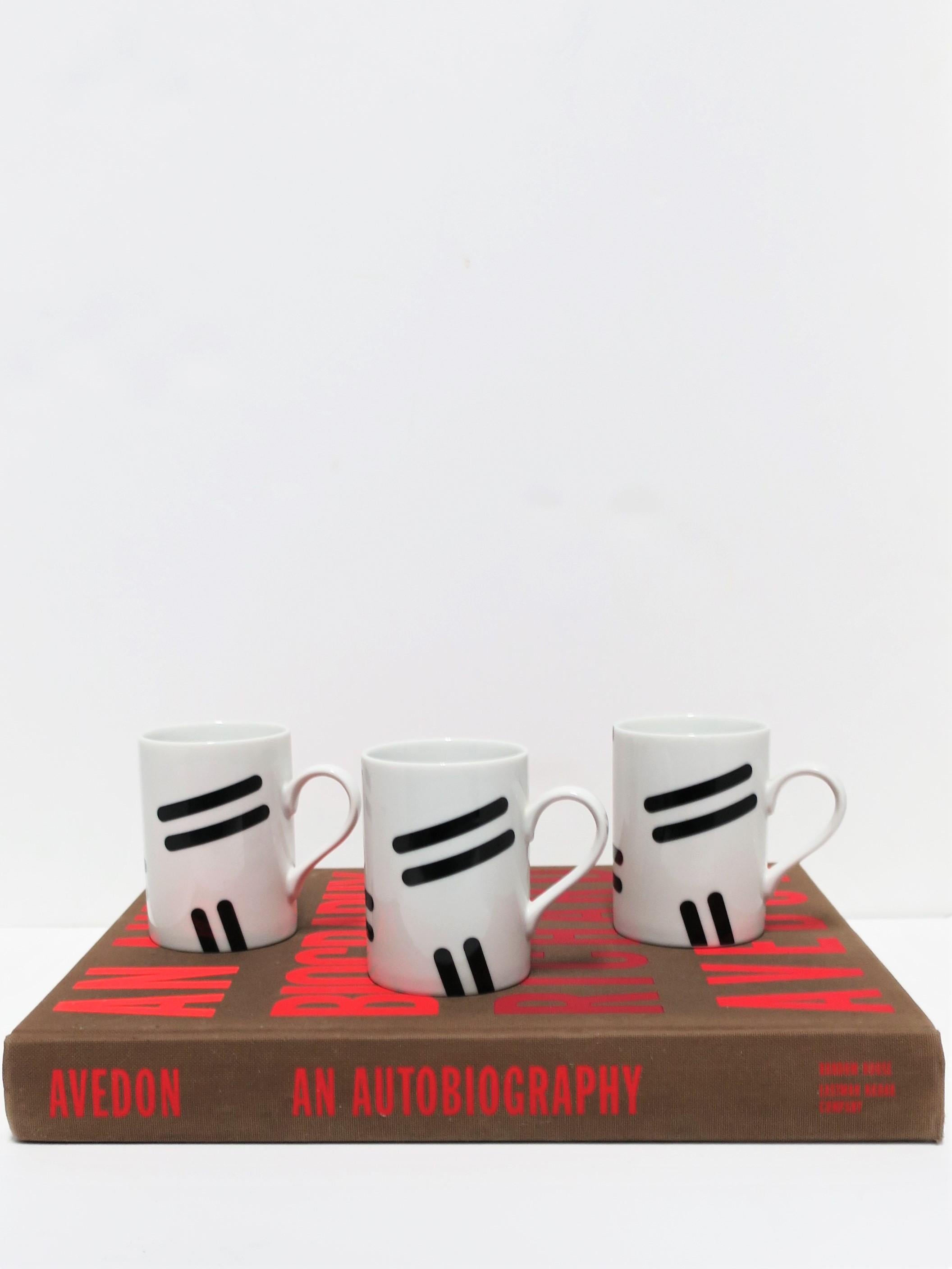 American Postmodern Swid Powell Porcelain Coffee or Tea Cups by Robert Venturi, Set of 3