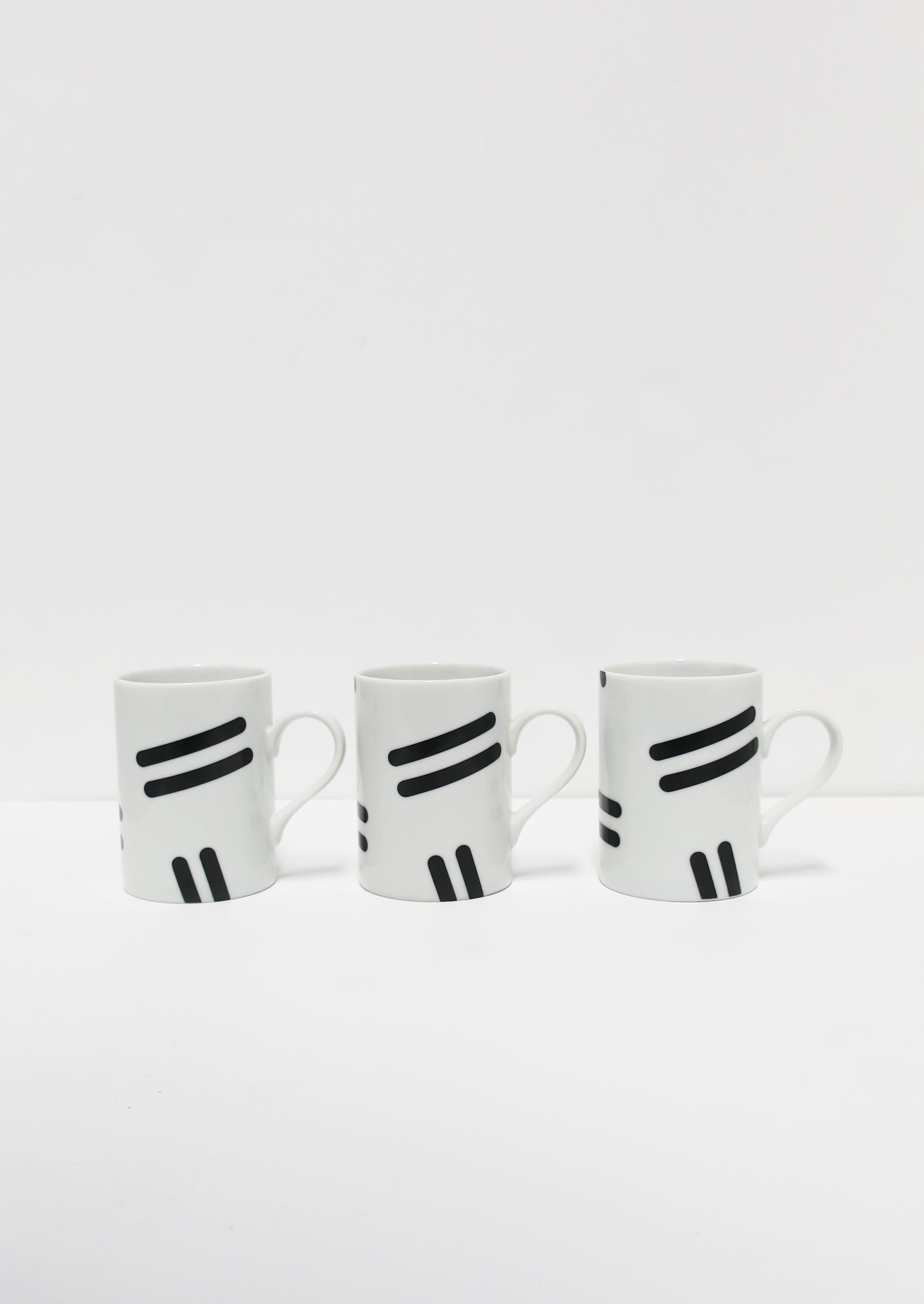 Glazed Postmodern Swid Powell Porcelain Coffee or Tea Cups by Robert Venturi, Set of 3