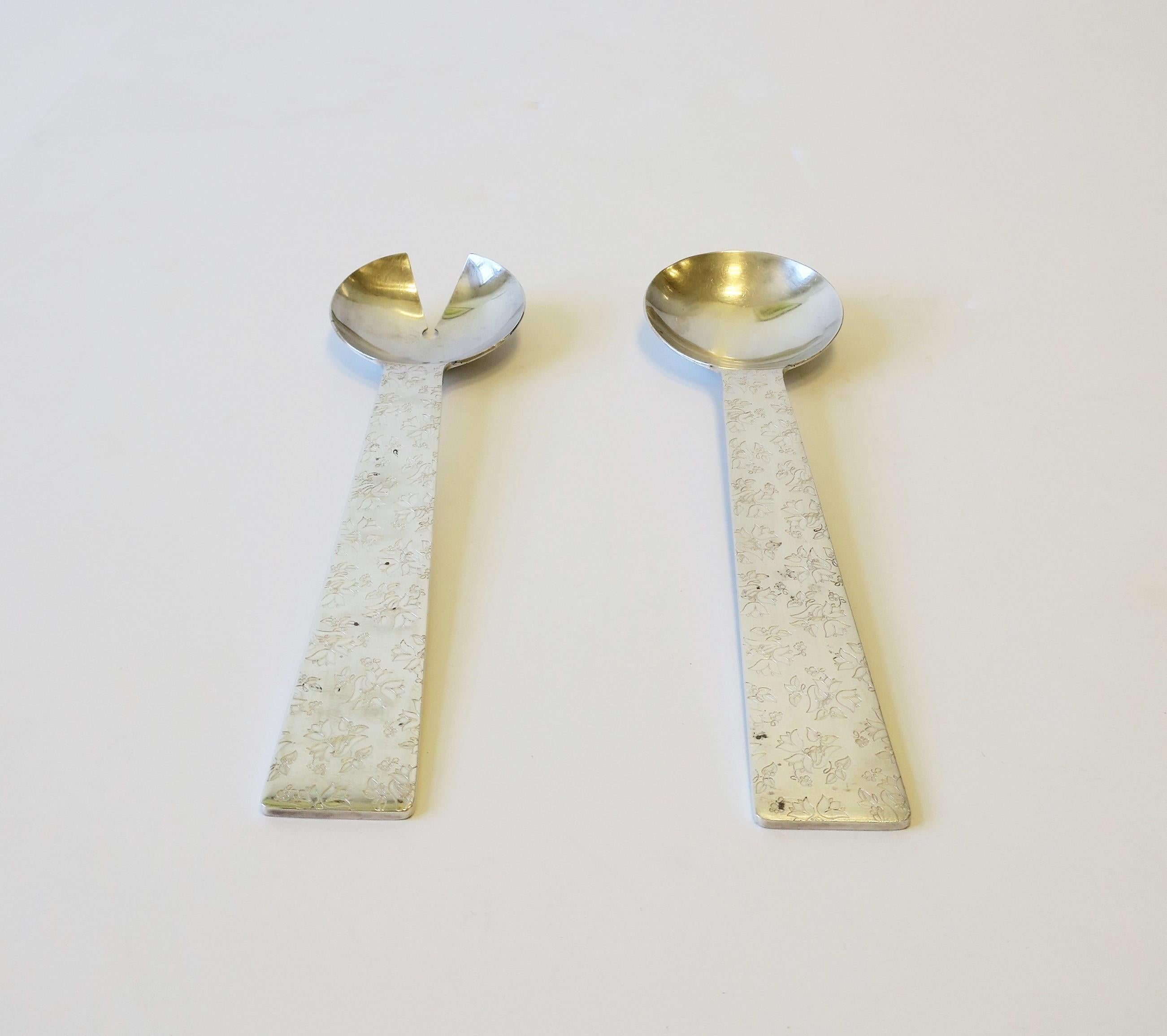 Michael Graves for Swid Powell Postmodern Serving Spoon Set Silver Plate, 1990s For Sale 1