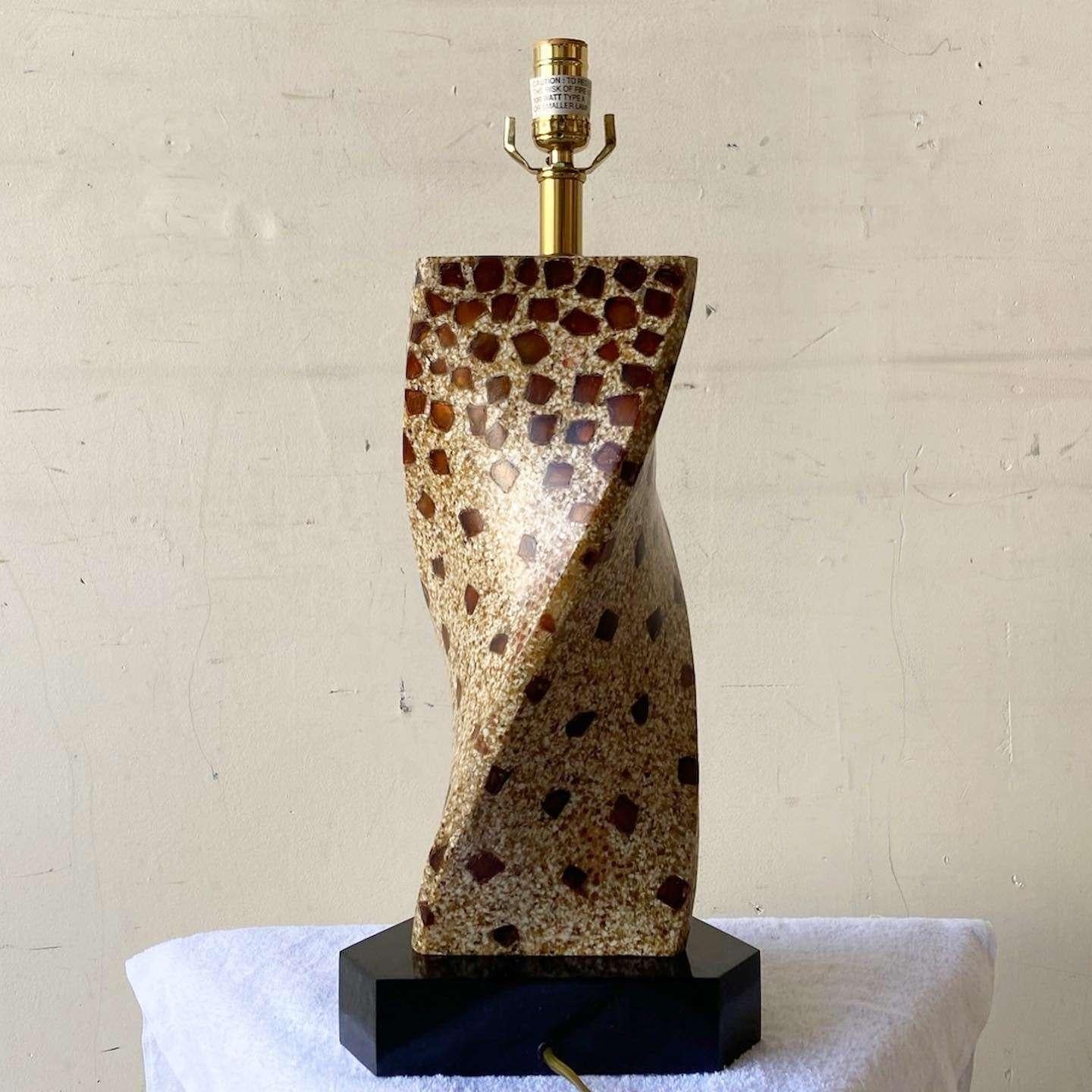 Postmodern Swirl Triangular Table Lamp by Maitland Smith In Good Condition For Sale In Delray Beach, FL