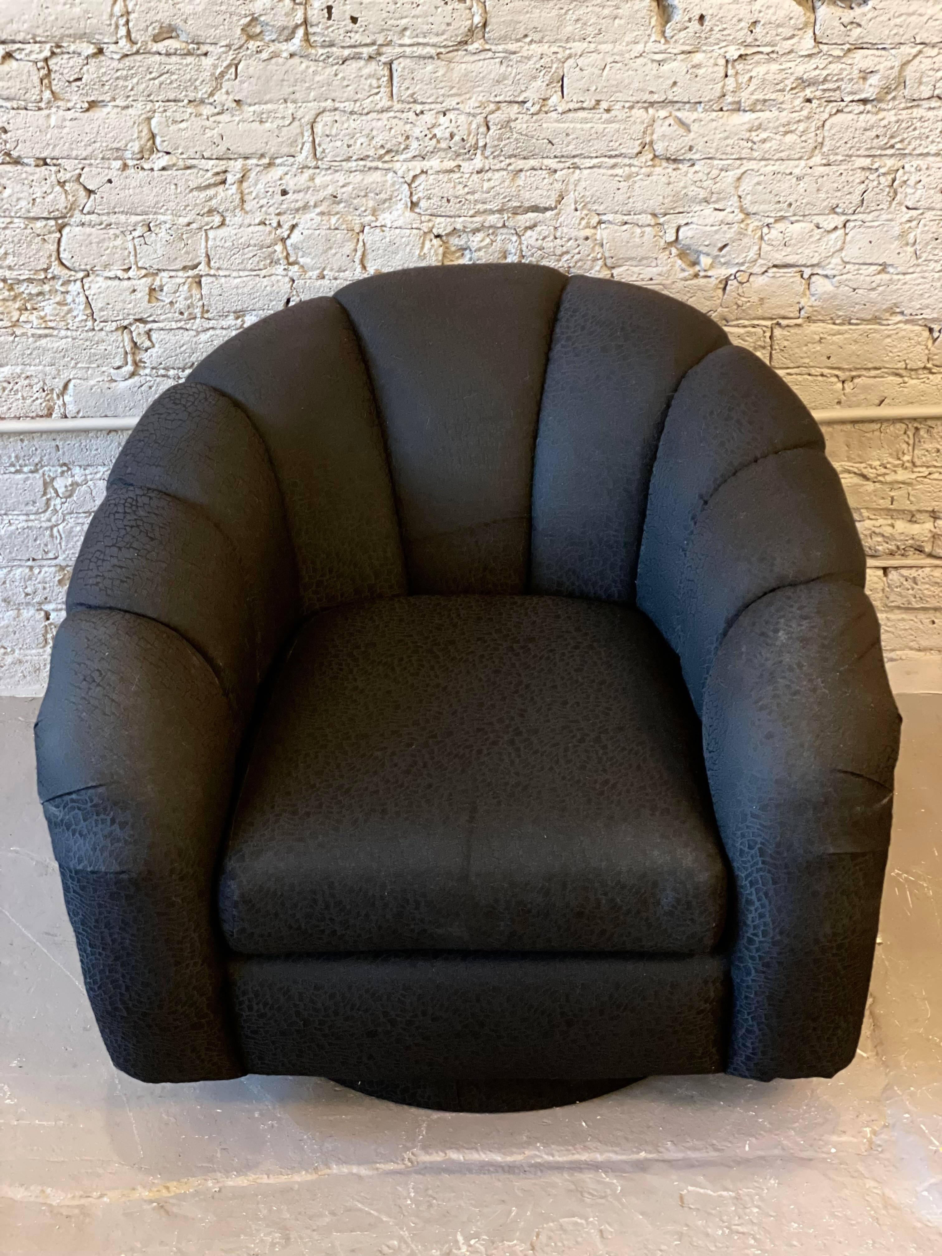 American Postmodern Swivel Chair in the Style of Pierre Paulin in Black Upholstery For Sale