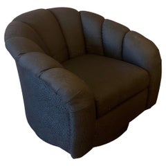 Sedia girevole postmoderna nello stile di Pierre Paulin con rivestimento nero