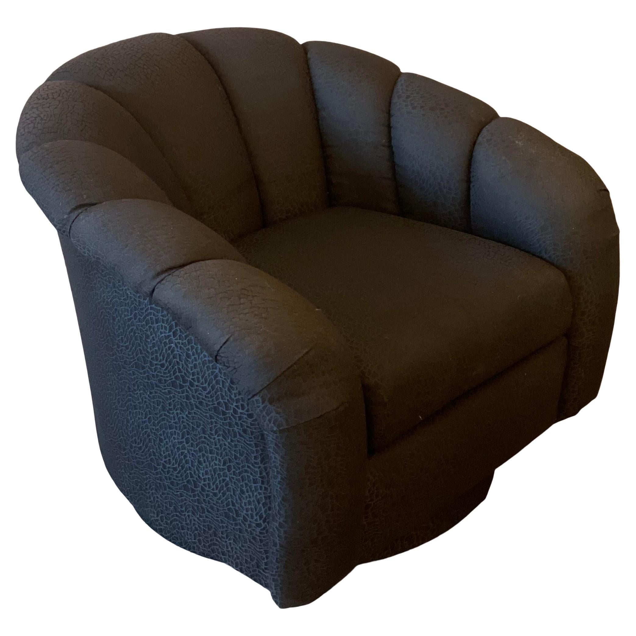 Postmodern Swivel Chair in the Style of Pierre Paulin in Black Upholstery For Sale
