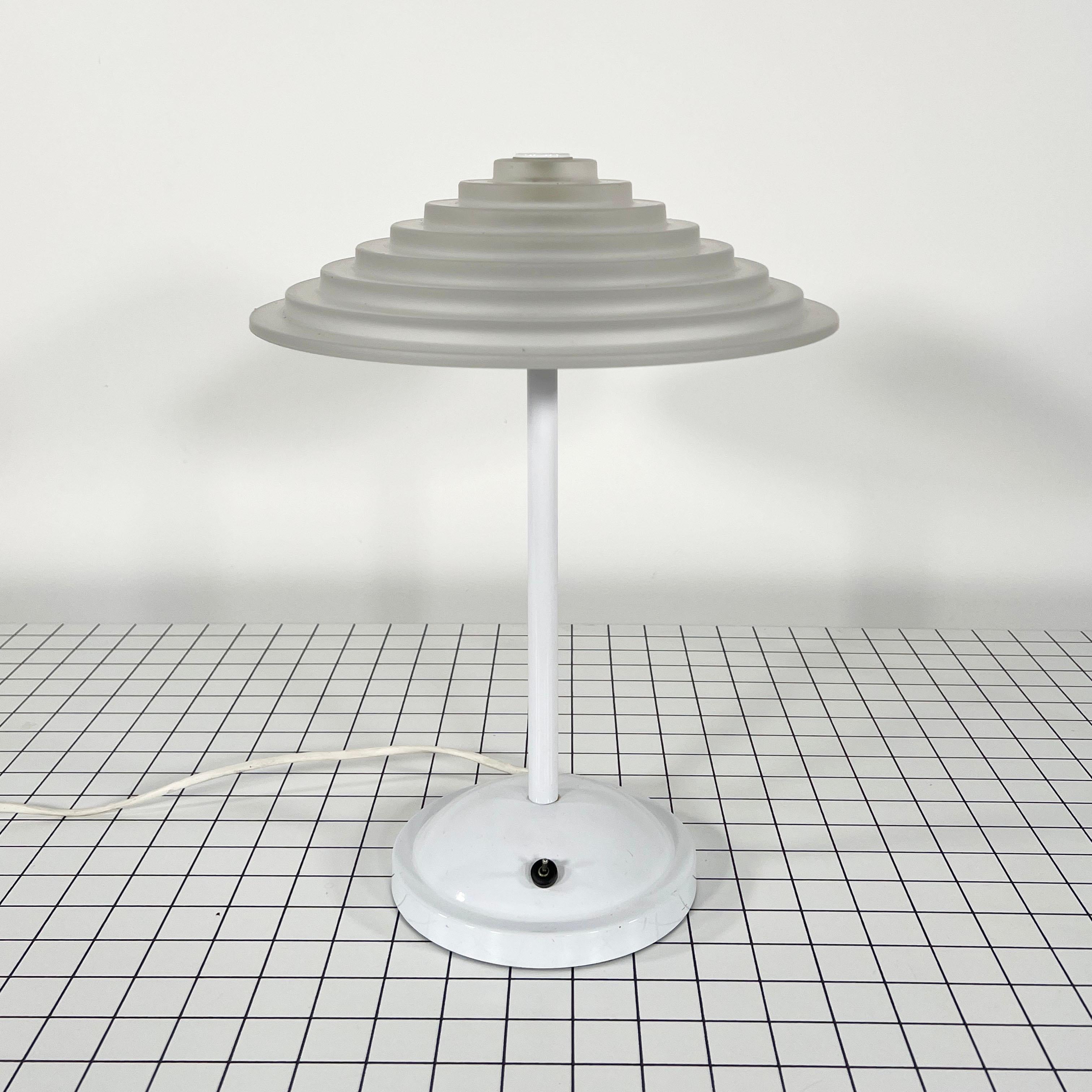 Mid-Century Modern Postmodern Table Lamp in Metal & Glass, 1980s