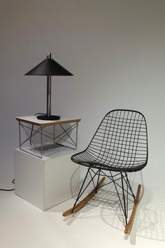 Postmodern Table Lamp with Black Cone Shade and Brushed Aluminum Stem, 1980s