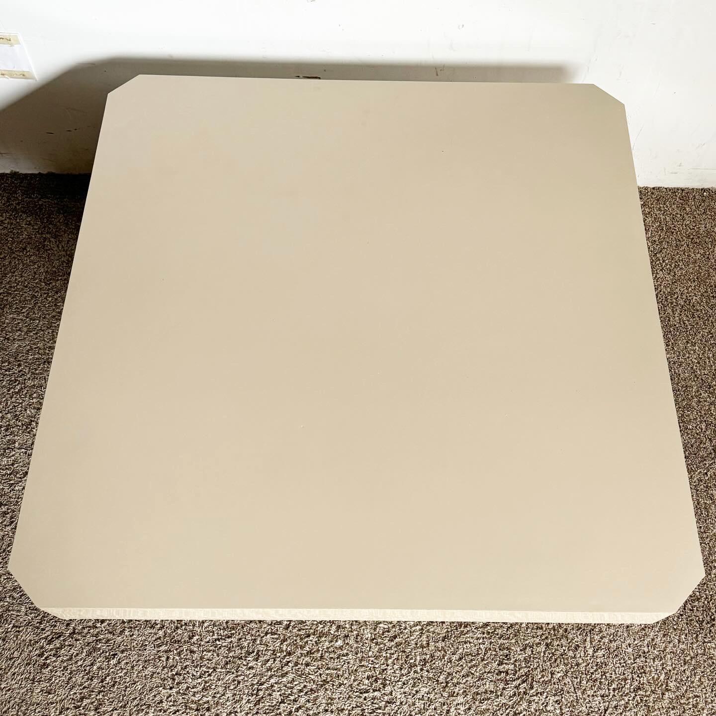 Post-Modern Postmodern Tan and White Lacquer Laminate Coffee Table For Sale