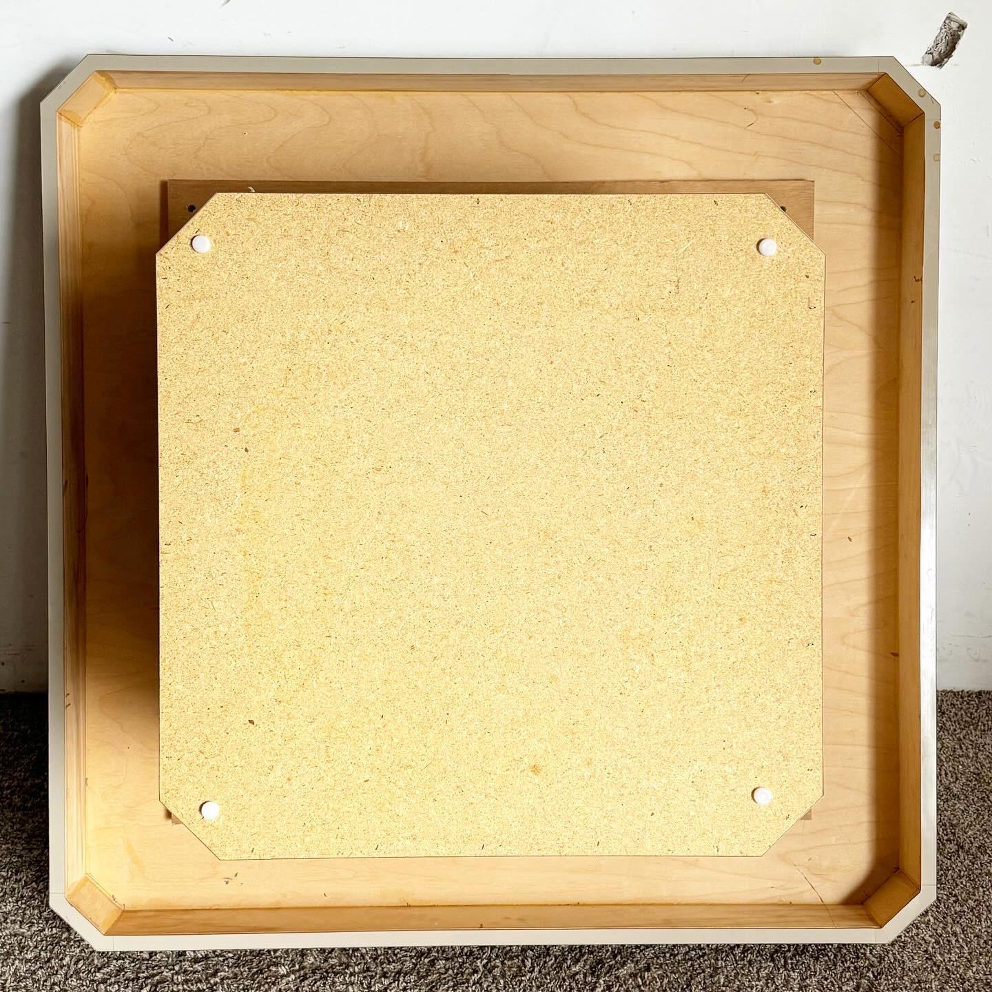 20th Century Postmodern Tan and White Lacquer Laminate Coffee Table For Sale