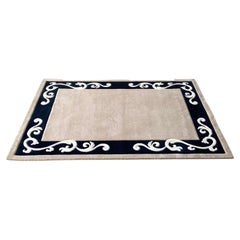 Postmoderner rechteckiger Teppich in Tan, Schwarz und Weiß