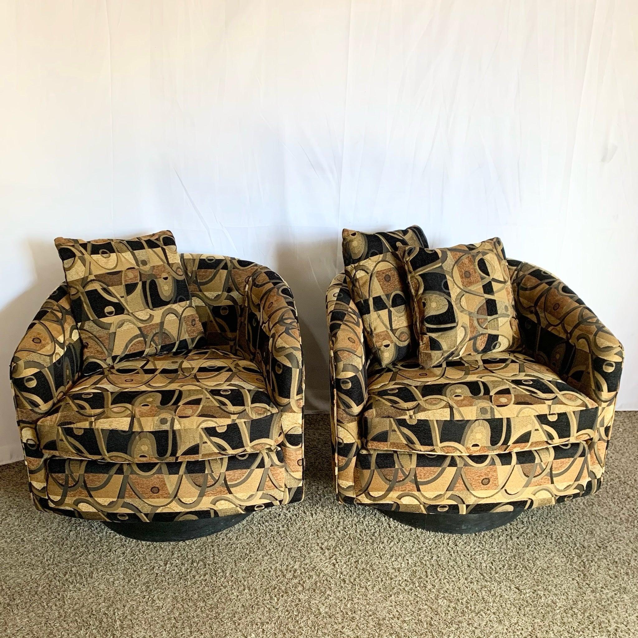 Sedie girevoli a botte postmoderne in marrone e con schienale in marrone in vendita 5