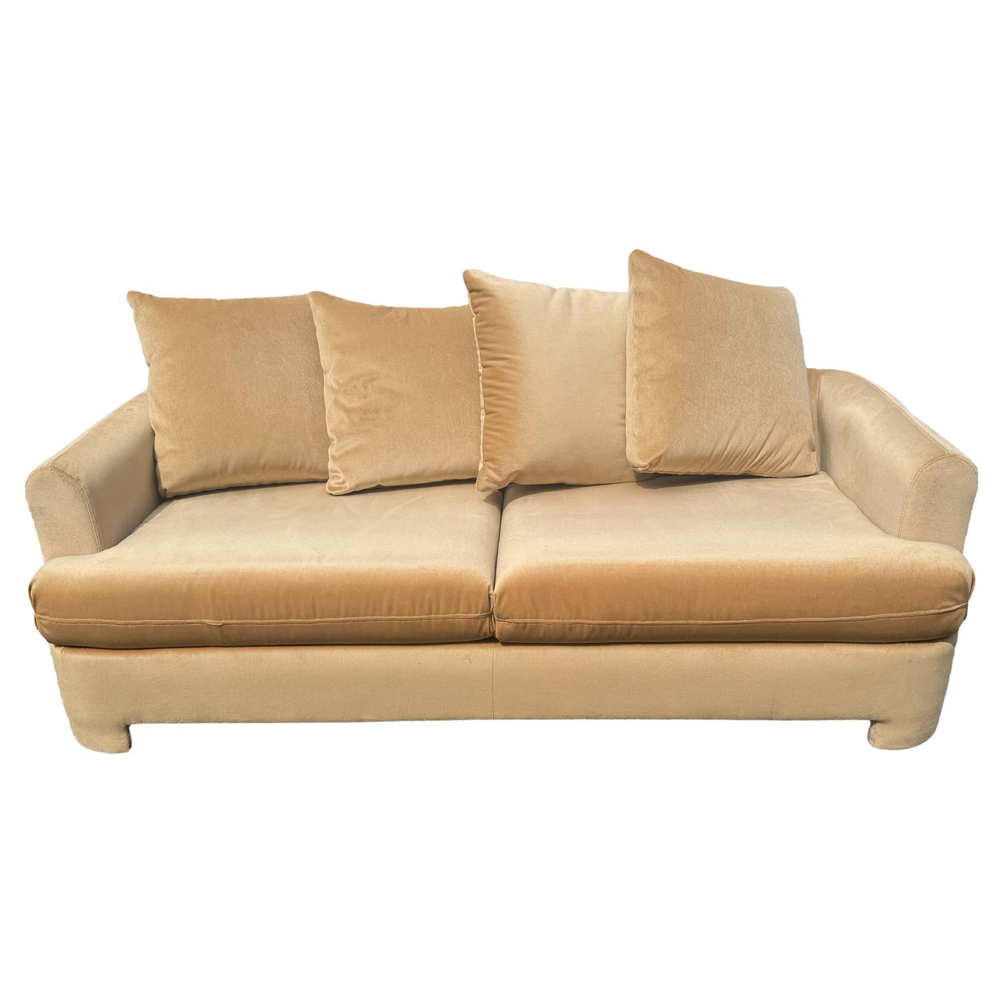 Postmodern Tan Fabric Sofa by Selig