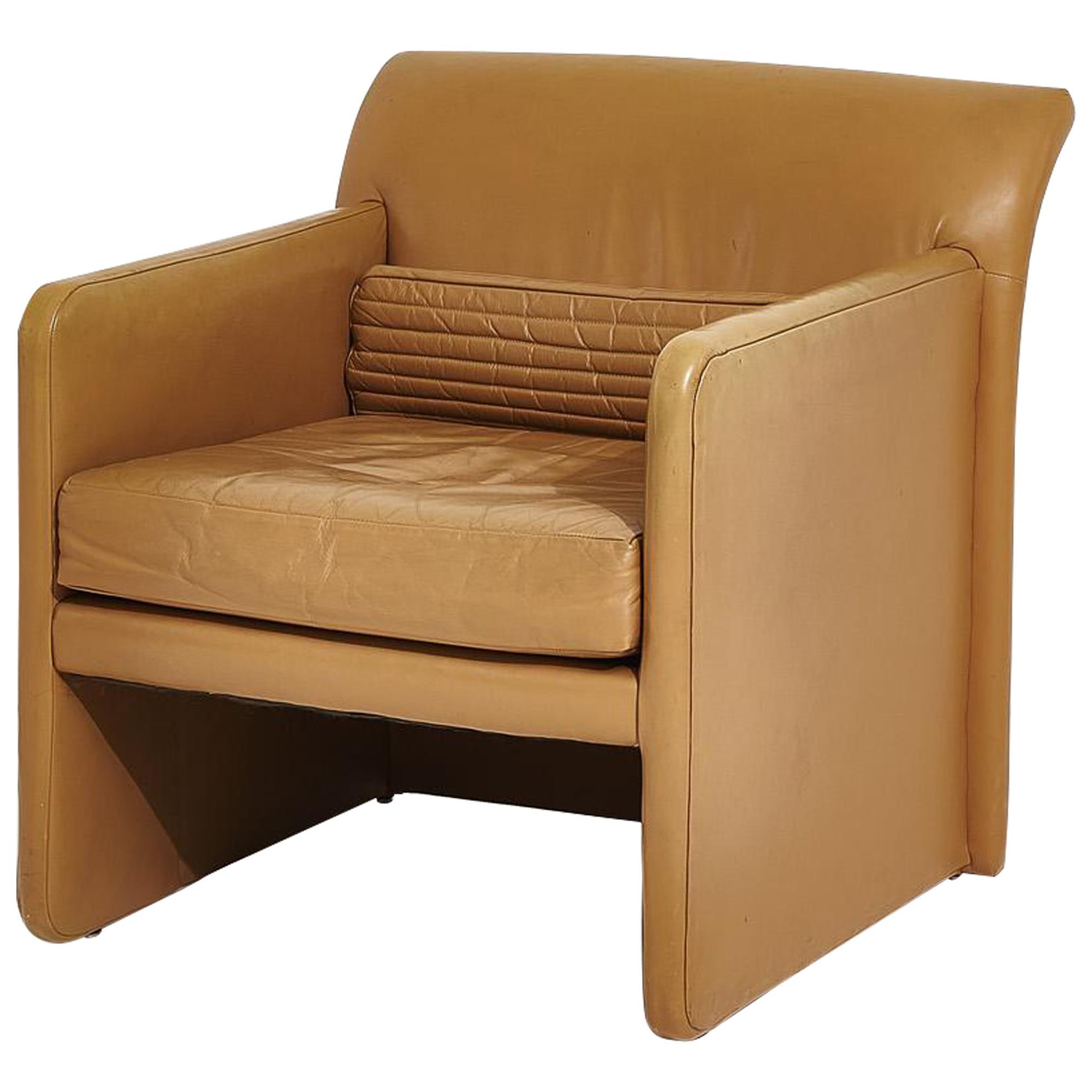 Pair of Low Kor Aldershof Tan Leather Lounge Chairs at 1stDibs