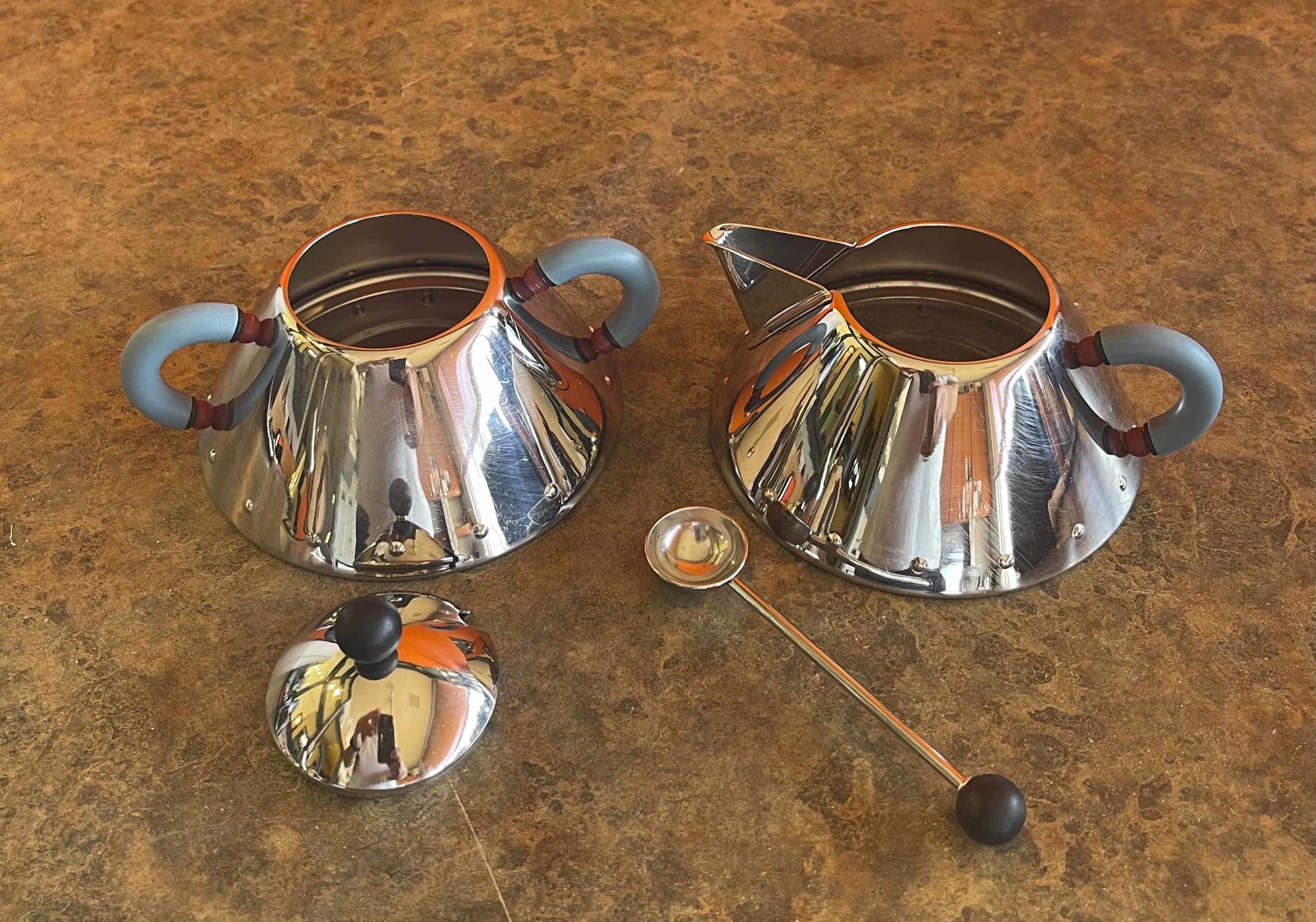 Italian Postmodern Tea Kettle with Cream & Sugar by Michael Graves for Alessi