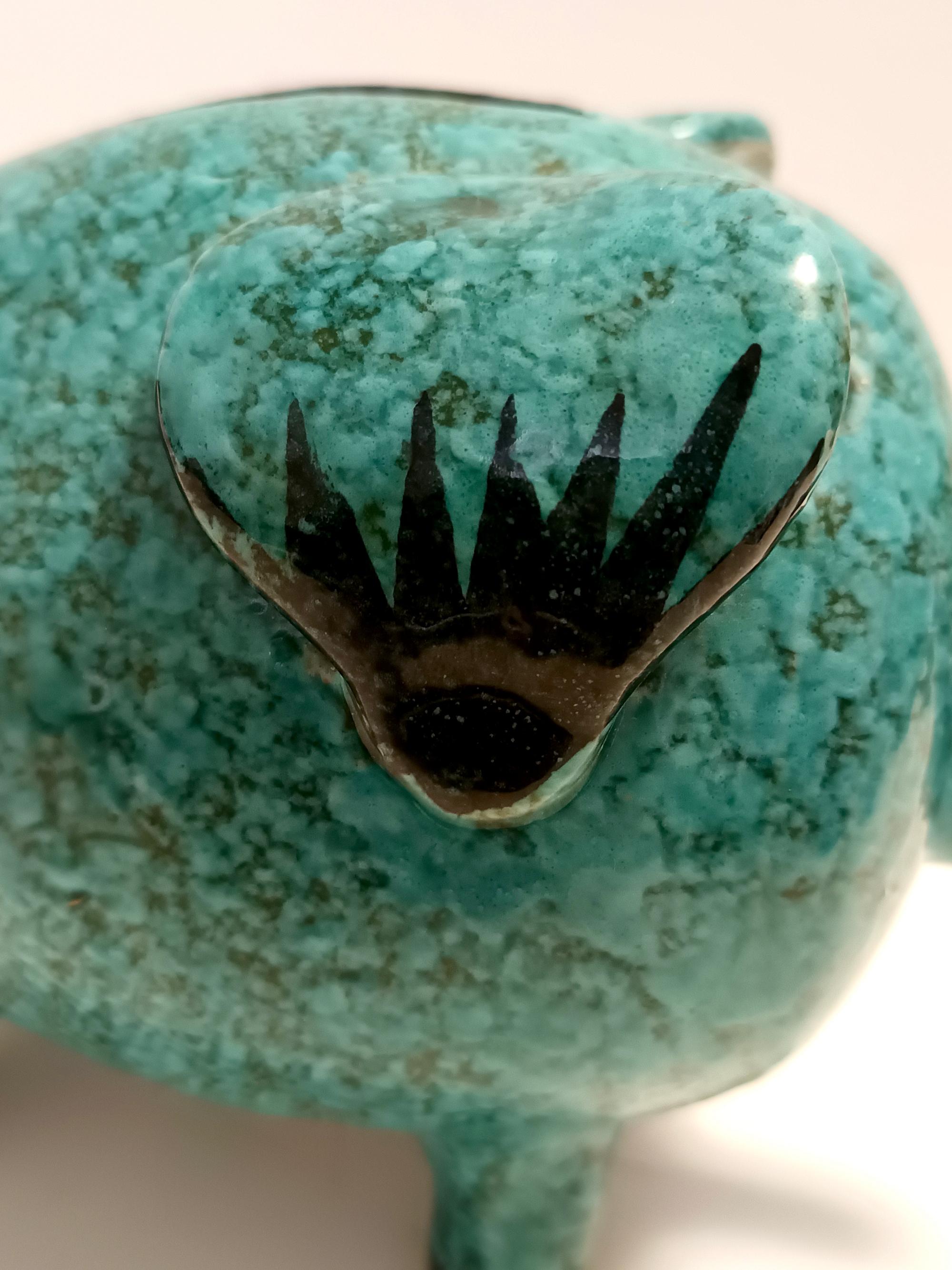Postmodern Teal Ceramic Elephant Moneybox by Fanciullacci, Italy For Sale 5