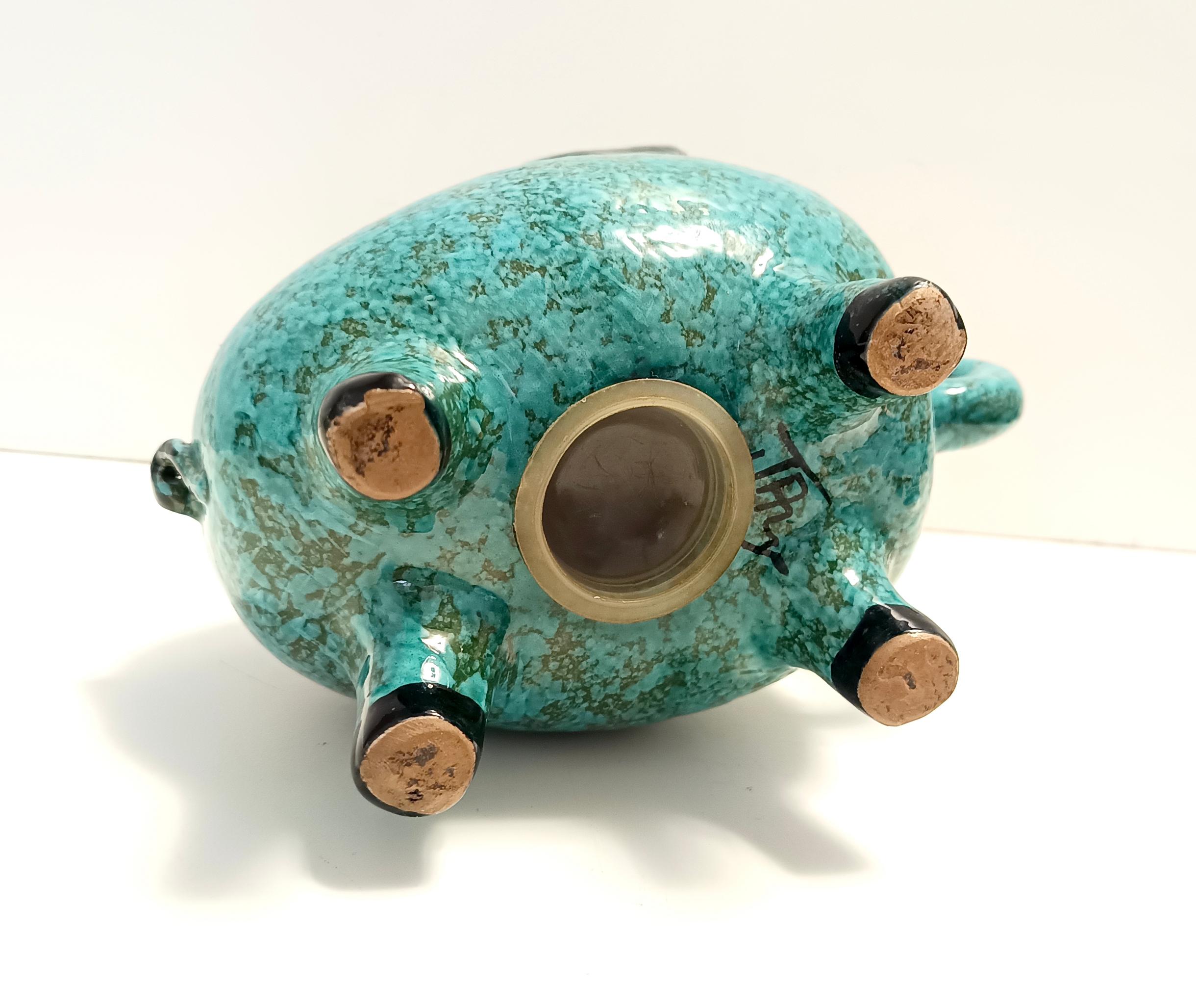 Postmodern Teal Ceramic Elephant Moneybox by Fanciullacci, Italy For Sale 6