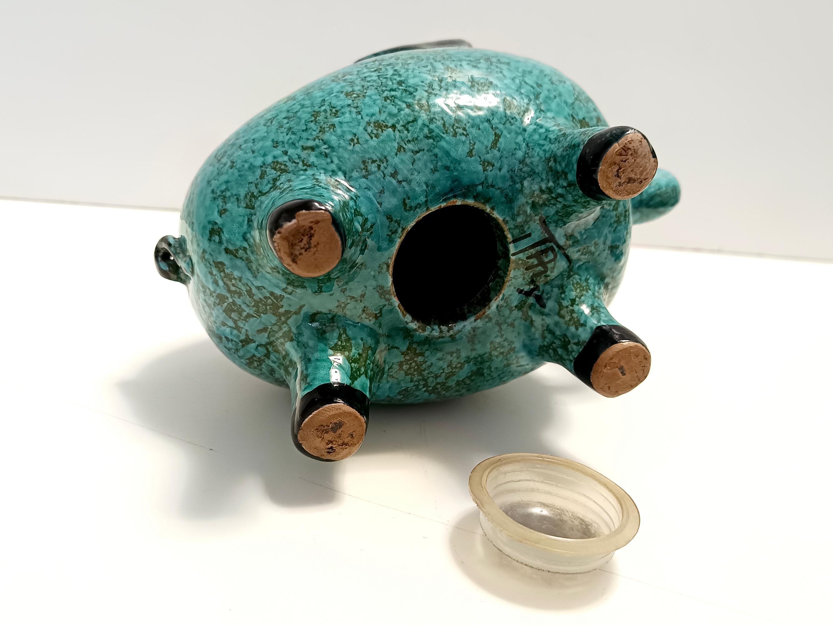 Postmodern Teal Ceramic Elephant Moneybox by Fanciullacci, Italy For Sale 7