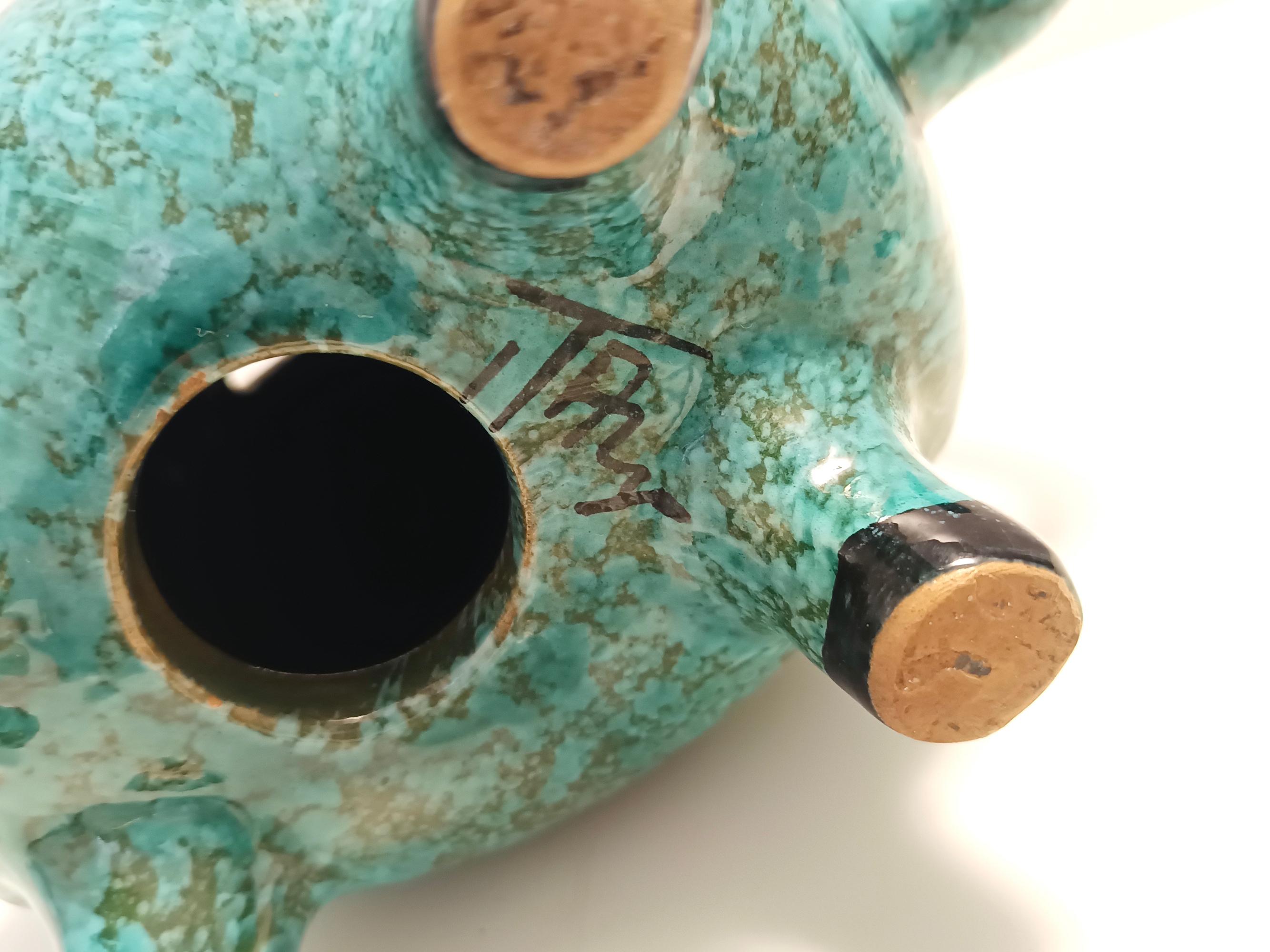 Postmodern Teal Ceramic Elephant Moneybox by Fanciullacci, Italy For Sale 8