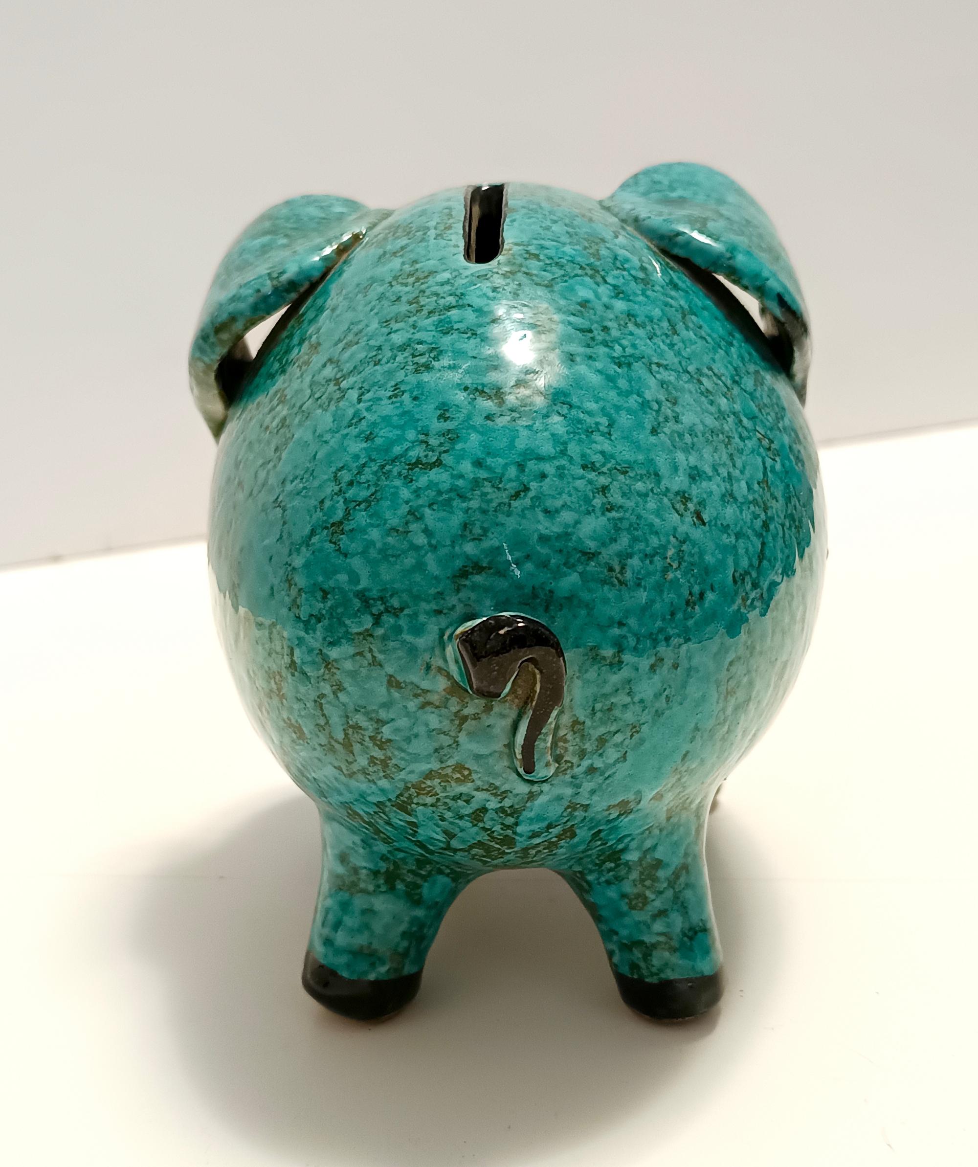 Italian Postmodern Teal Ceramic Elephant Moneybox by Fanciullacci, Italy For Sale
