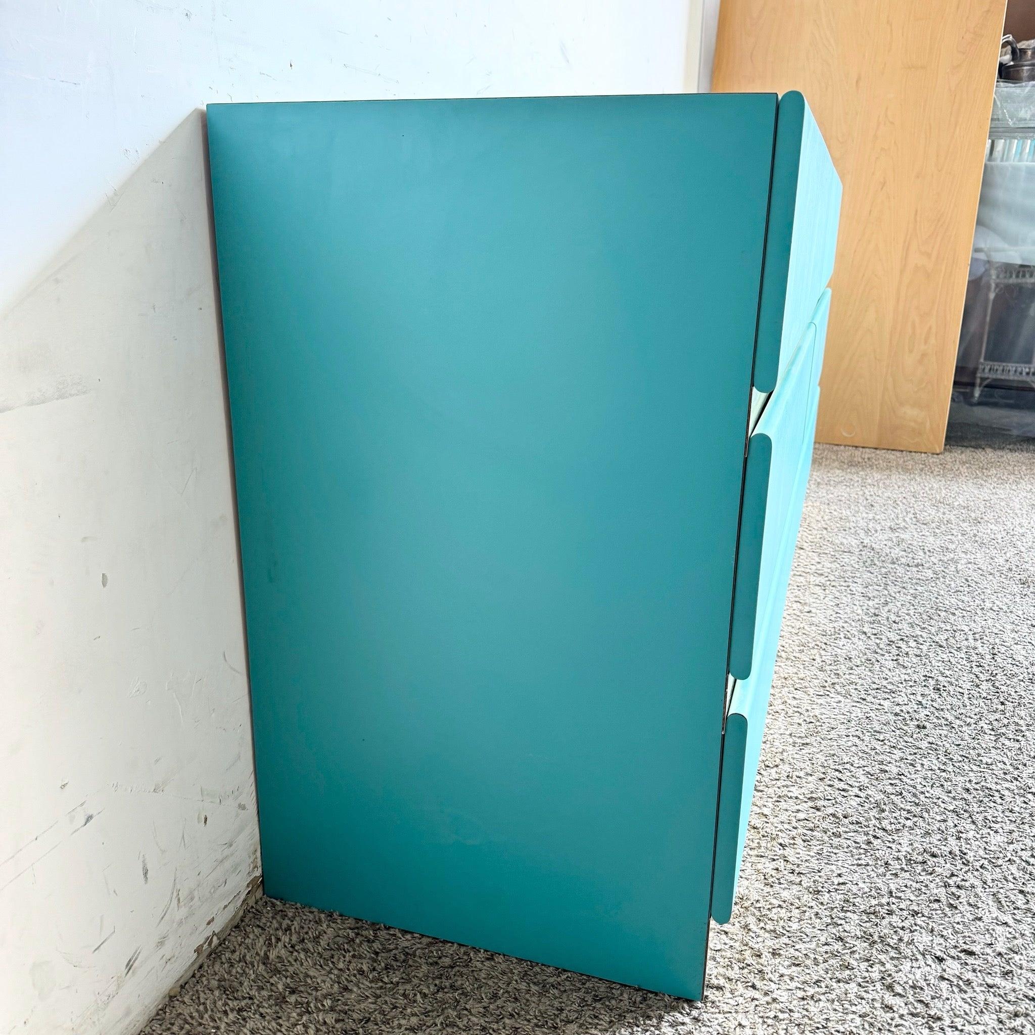 Postmoderne Kommode aus blauem Laminat mit goldenen Akzenten in Teal - 6 Schubladen im Angebot 1