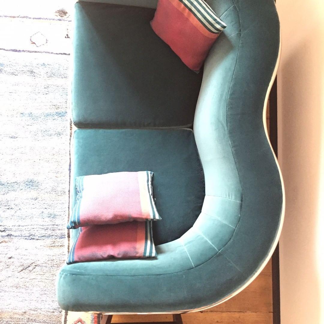 leather teal sofa