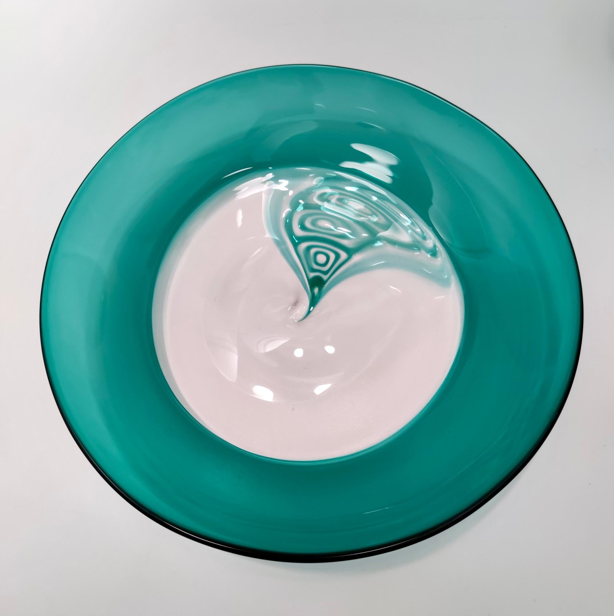 Postmodern Teal Murano Glass Plate and Vase by La Murrina, Italy For Sale 4
