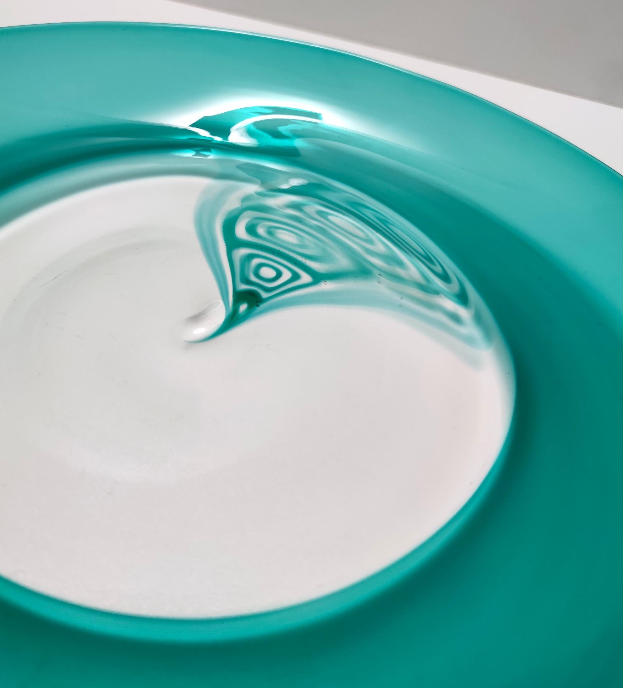 Postmodern Teal Murano Glass Plate and Vase by La Murrina, Italy For Sale 5
