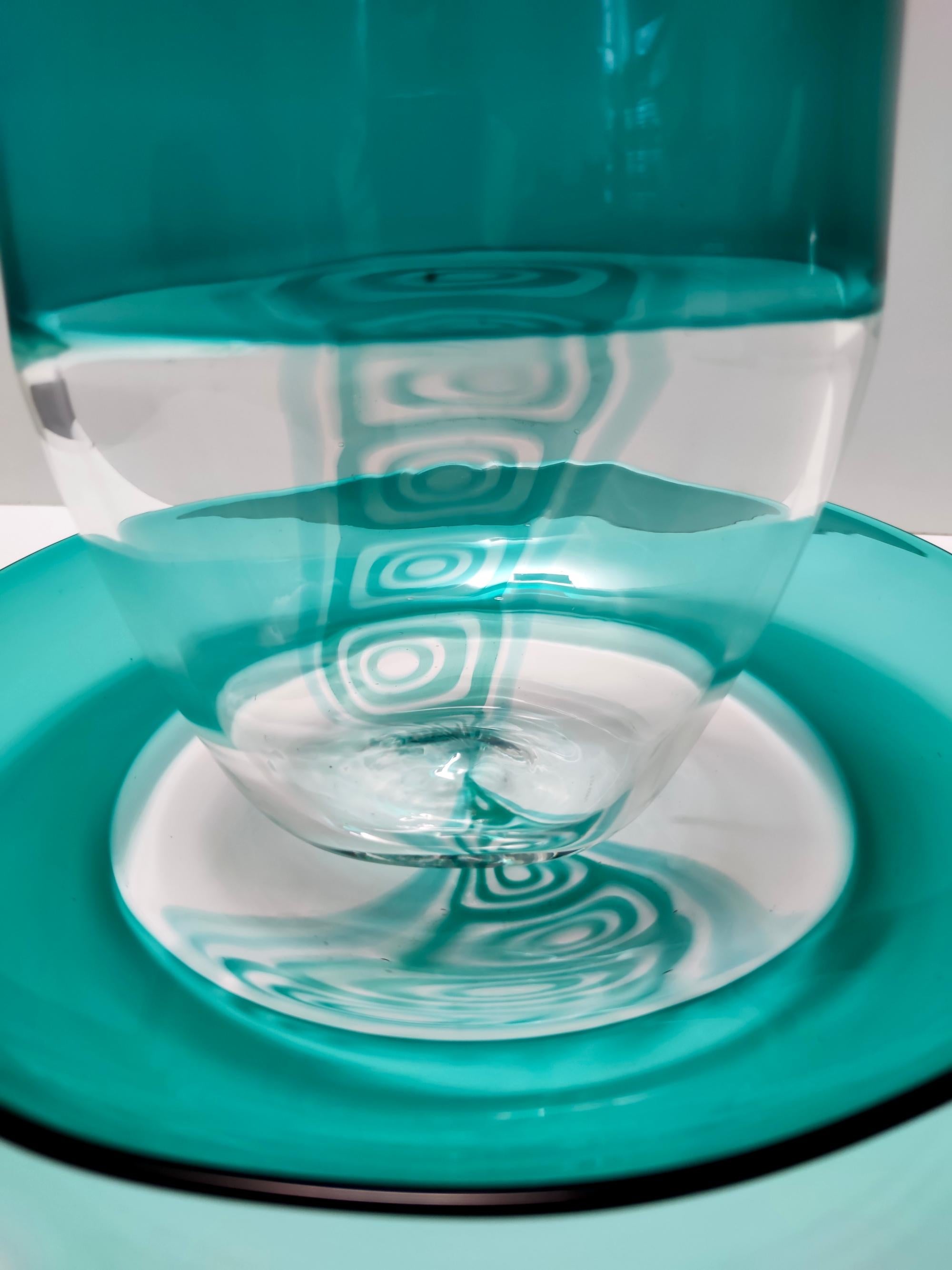 Postmodern Teal Murano Glass Plate and Vase by La Murrina, Italy For Sale 6